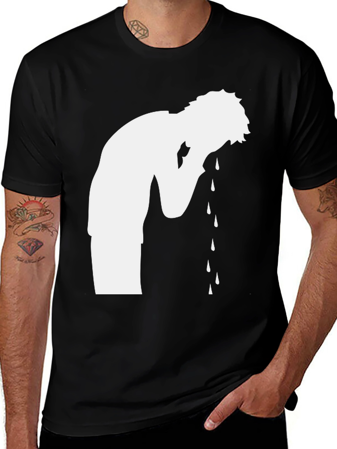 Variant 13 of Crying Silhouette Graphic Tee - Black