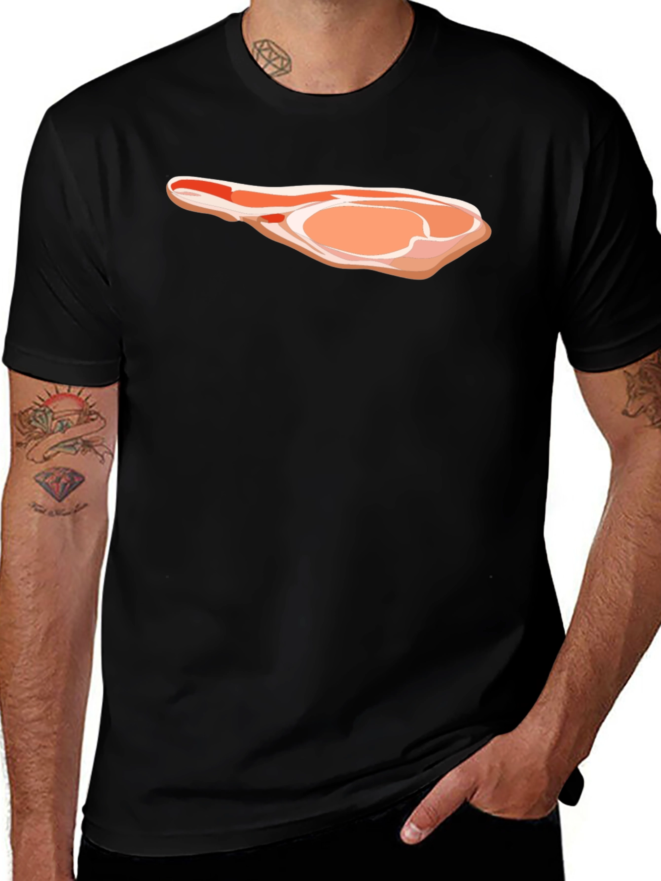 Variant 6 of Meat Cut Graphic Tee - Black Casual T-Shirt