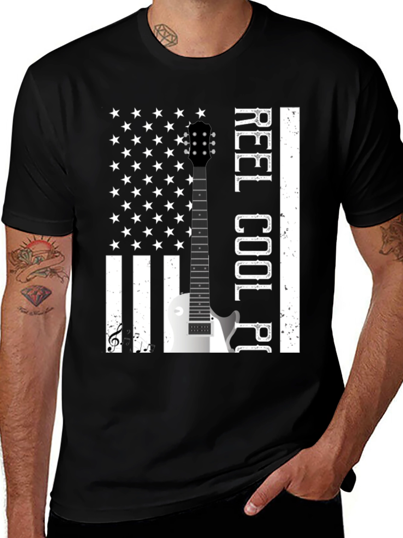 Variant 2 of Reel Cool Player Guitar Flag T-Shirt