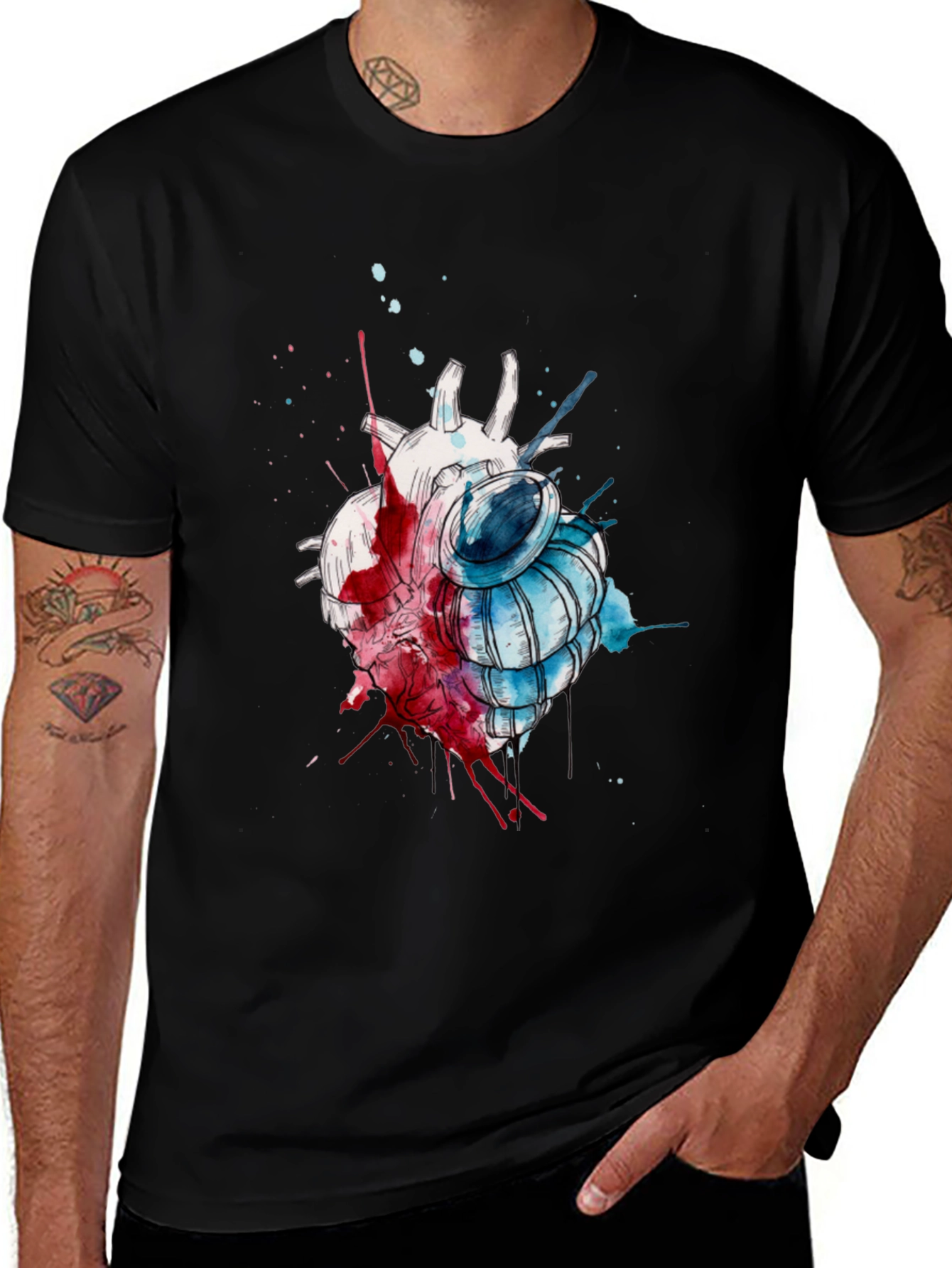 Variant 22 of Anatomical Heart Artistic Splatter Print T-Shirt