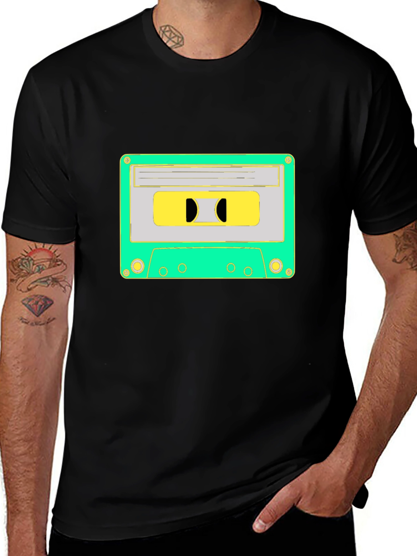Variant 3 of Retro Cassette Tape Graphic Tee - Black