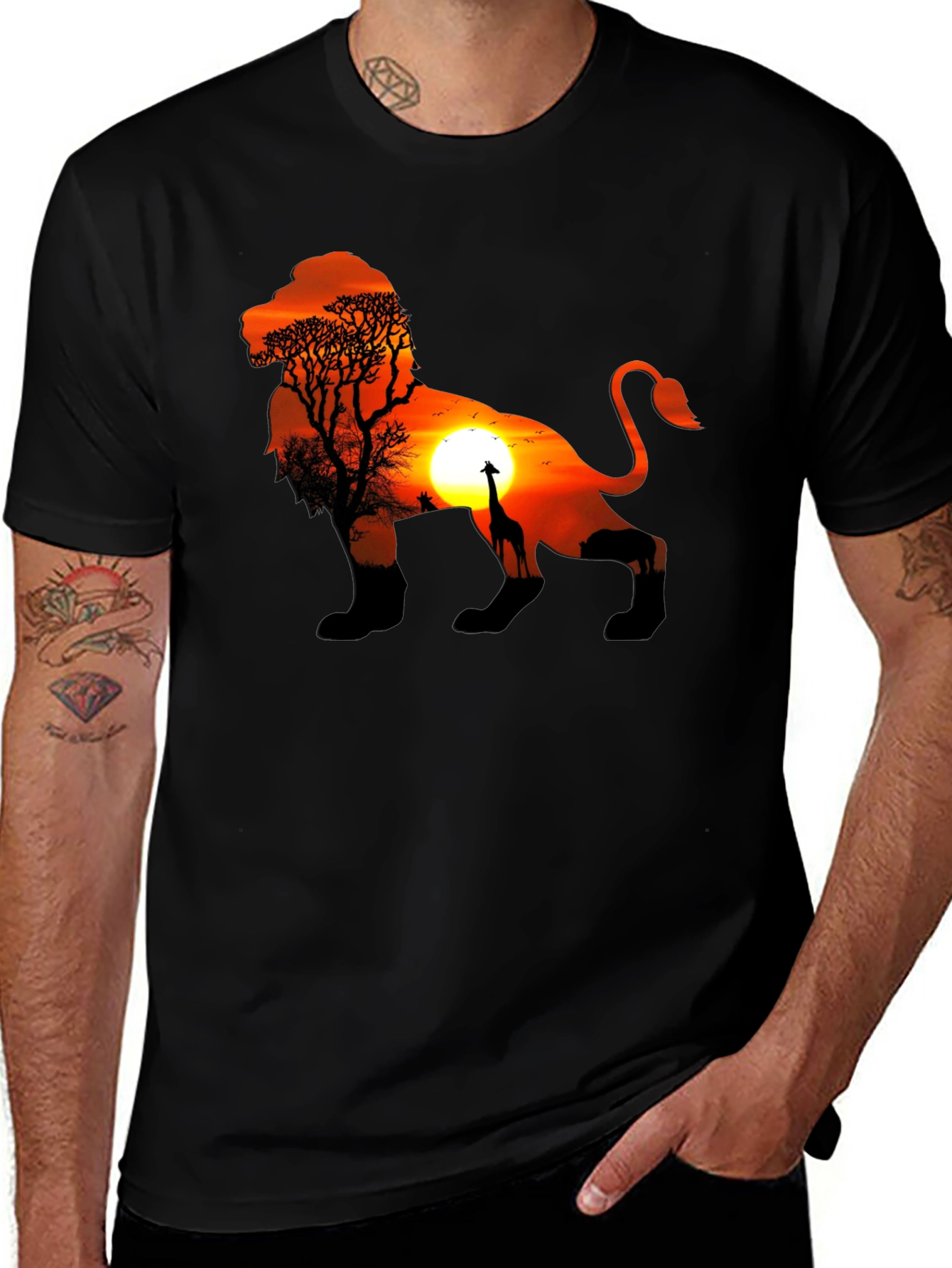 Variant 19 of Lion Sunset Graphic Tee - Unique Design