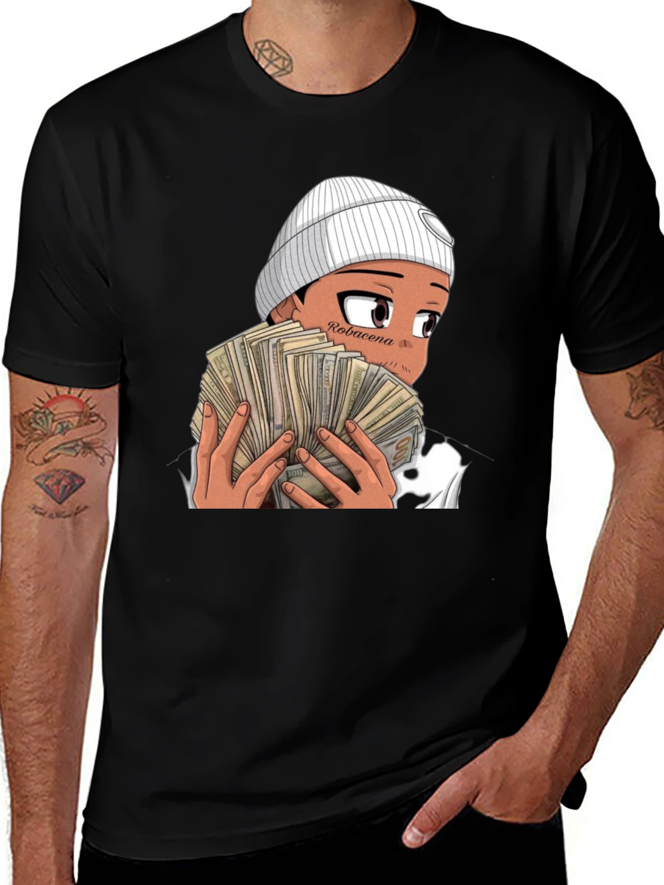 Variant 14 of Anime Money Graphic Black T-Shirt