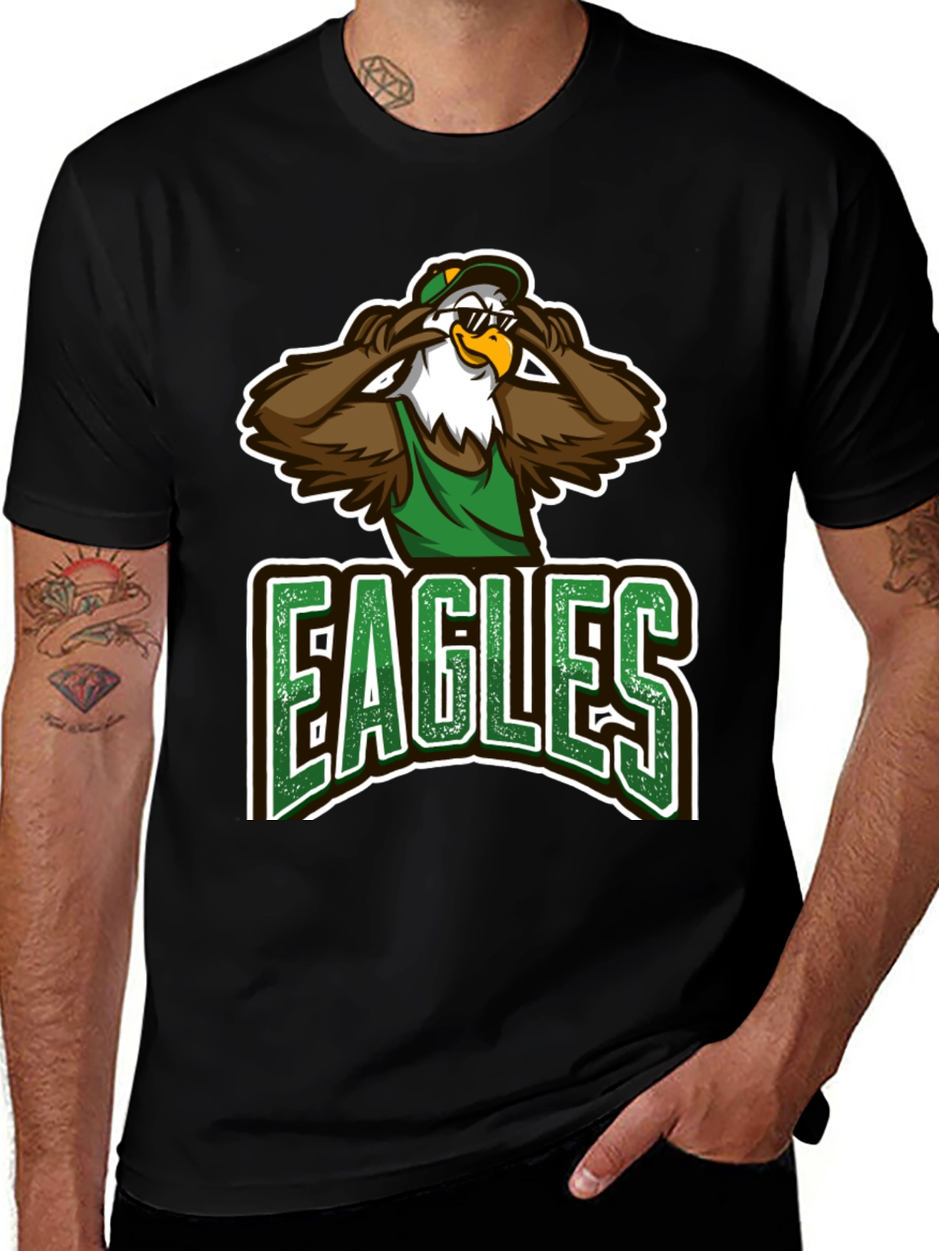 Variant 11 of Eagles Cartoon Graphic Black T-Shirt