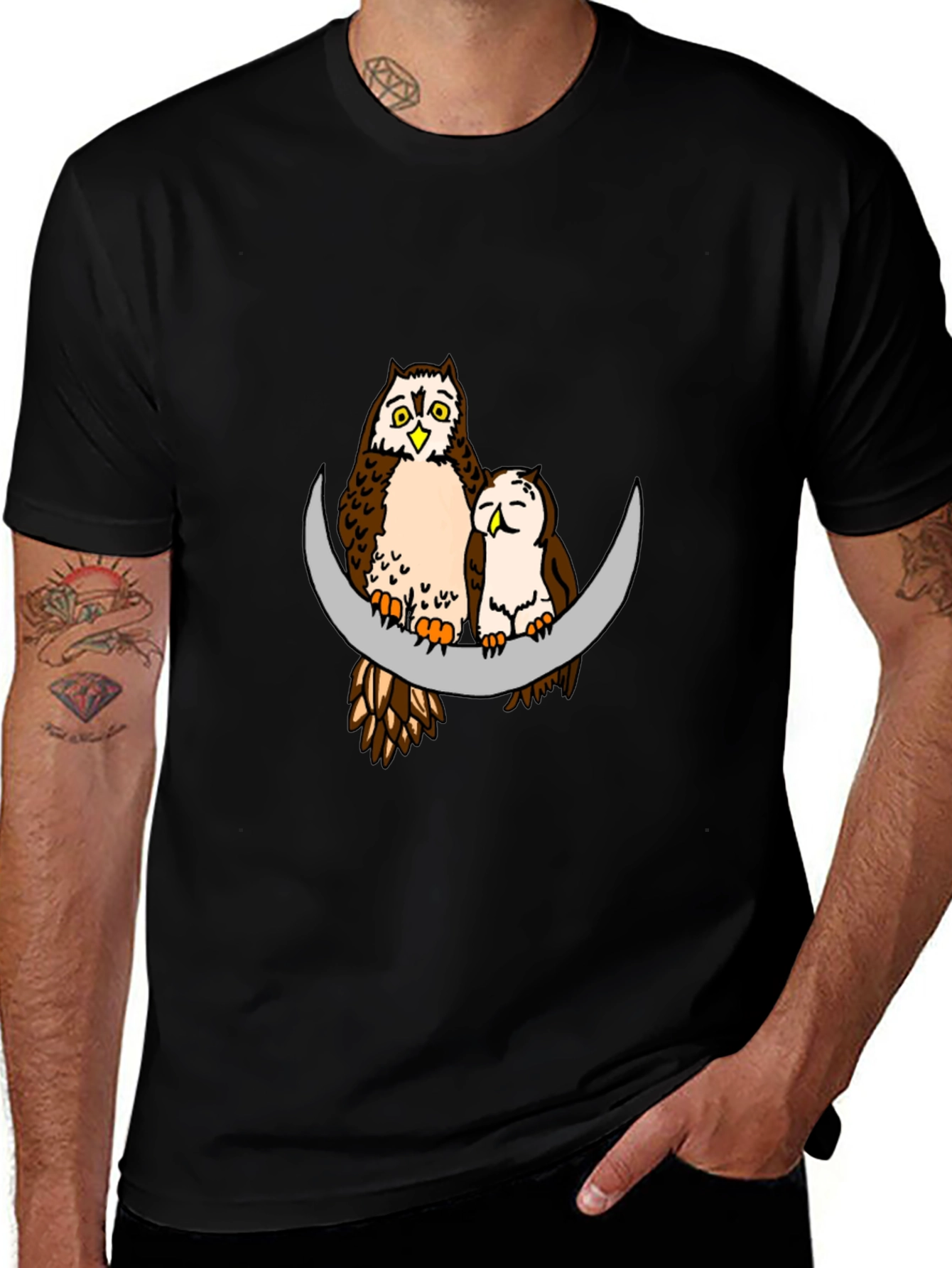 Variant 10 of Owl & Moon Graphic T-Shirt - Soft Cotton Tee