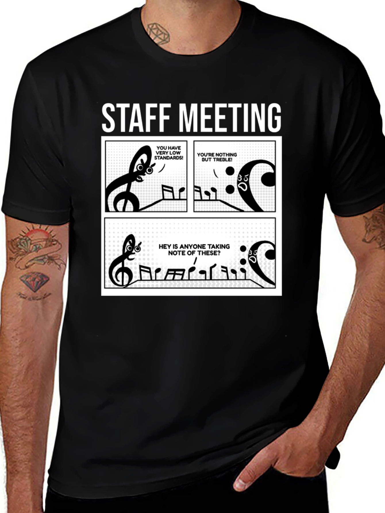 Variant 19 of Music Staff Meeting T-Shirt - Treble Humor