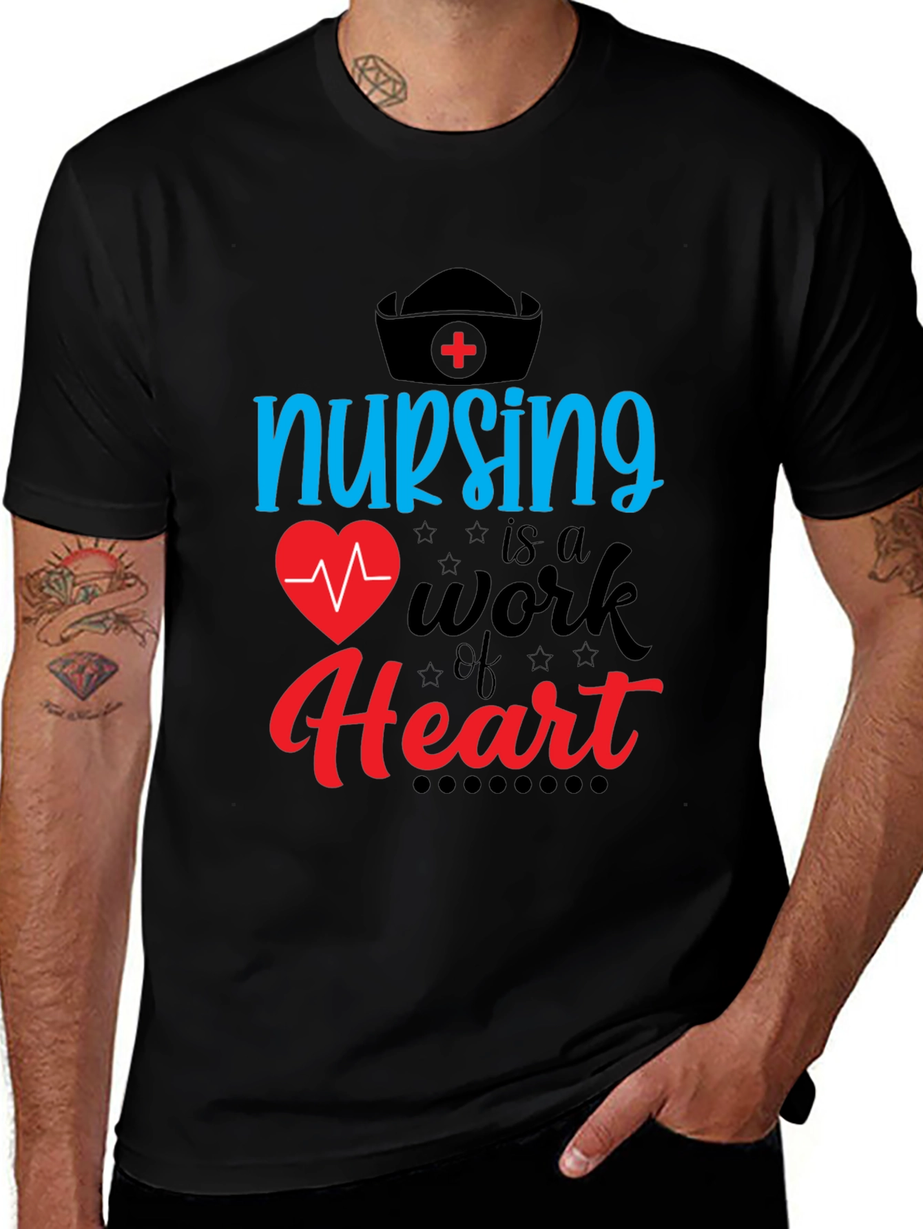 Variant 22 of Nursing is a Work of Heart Black T-Shirt
