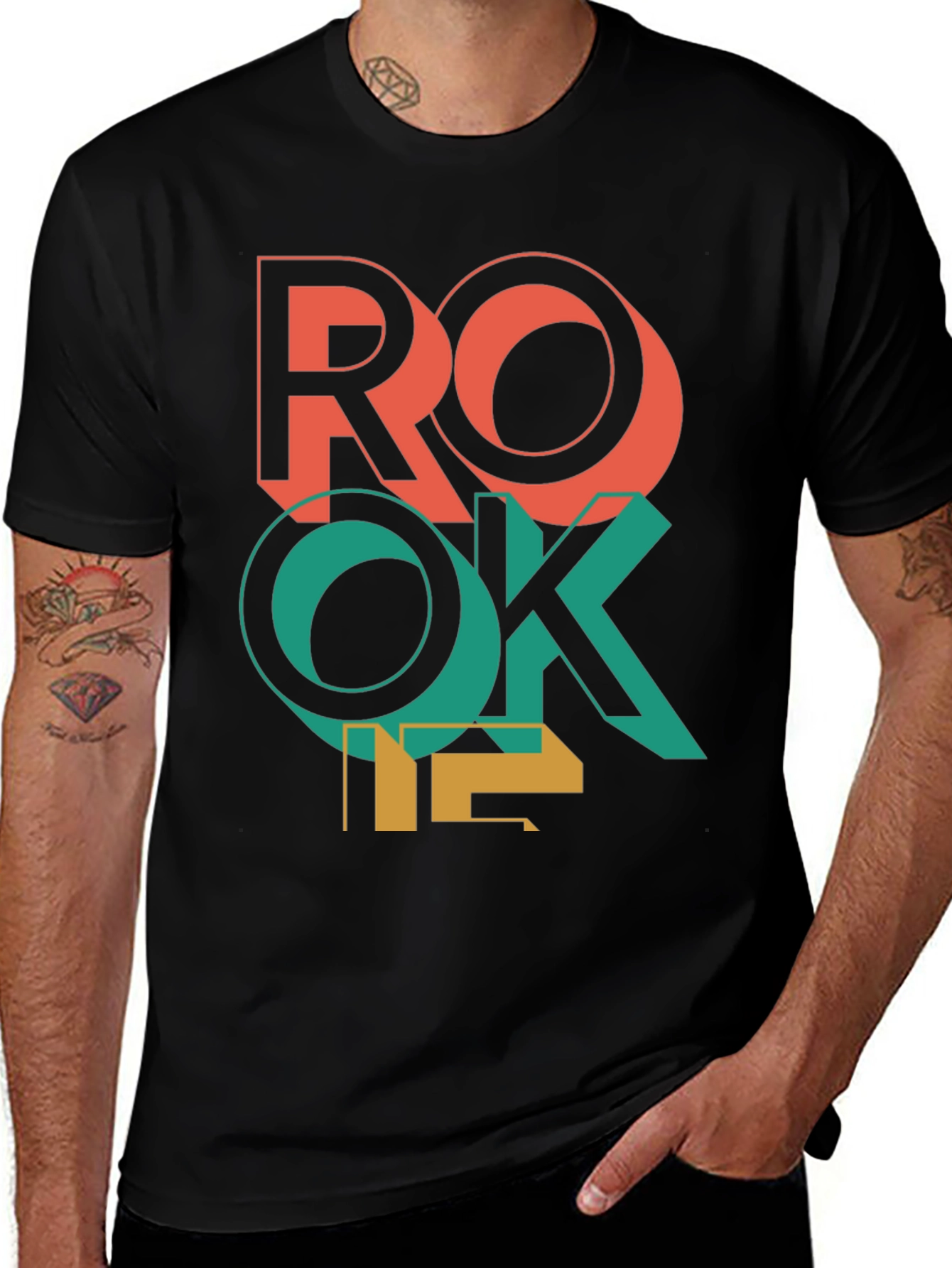 Variant 10 of Retro ROKE T-Shirt - Bold Geometric Design
