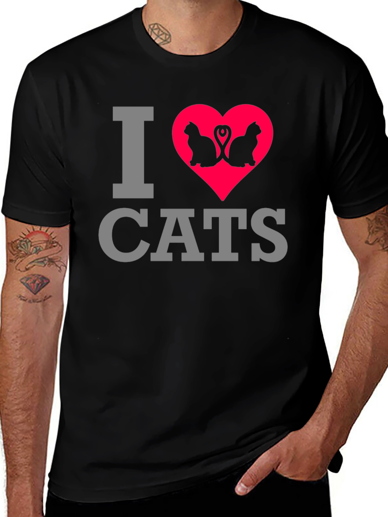 Variant 23 of I Love Cats T-Shirt - Cat Lover Tee