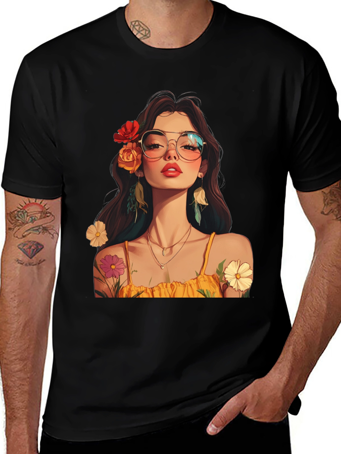 Floral Woman Graphic Tee - Stylish & Unique