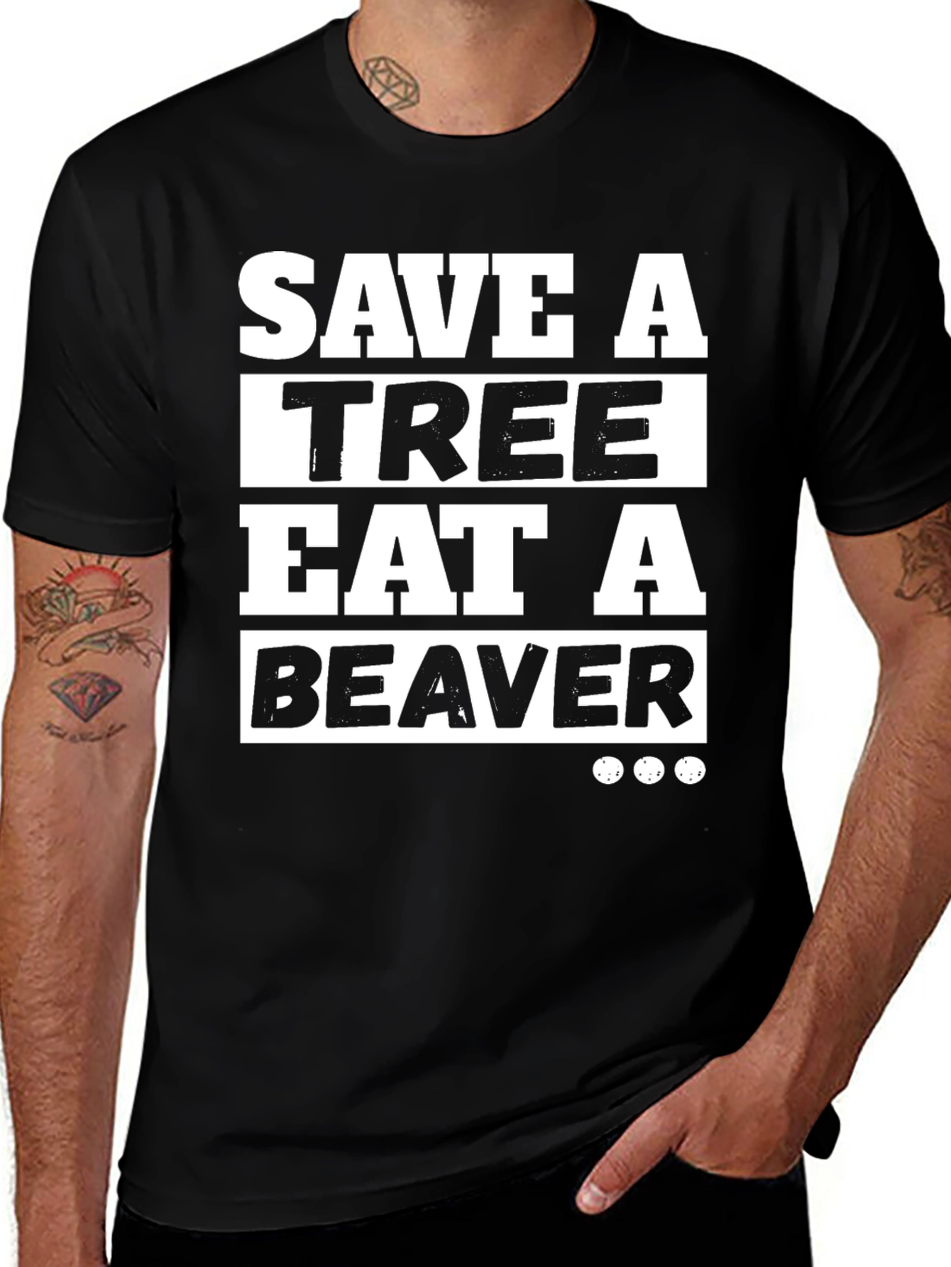 Variant 7 of Save a Tree Eat a Beaver Graphic T-Shirt