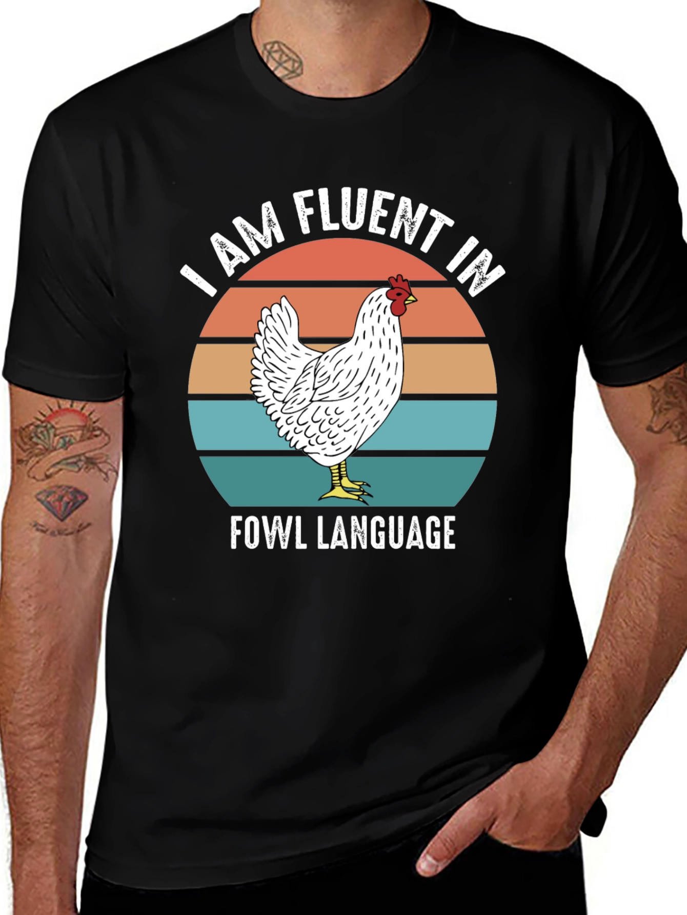 Variant 26 of Funny Chicken T-Shirt - Fluent in Fowl Language