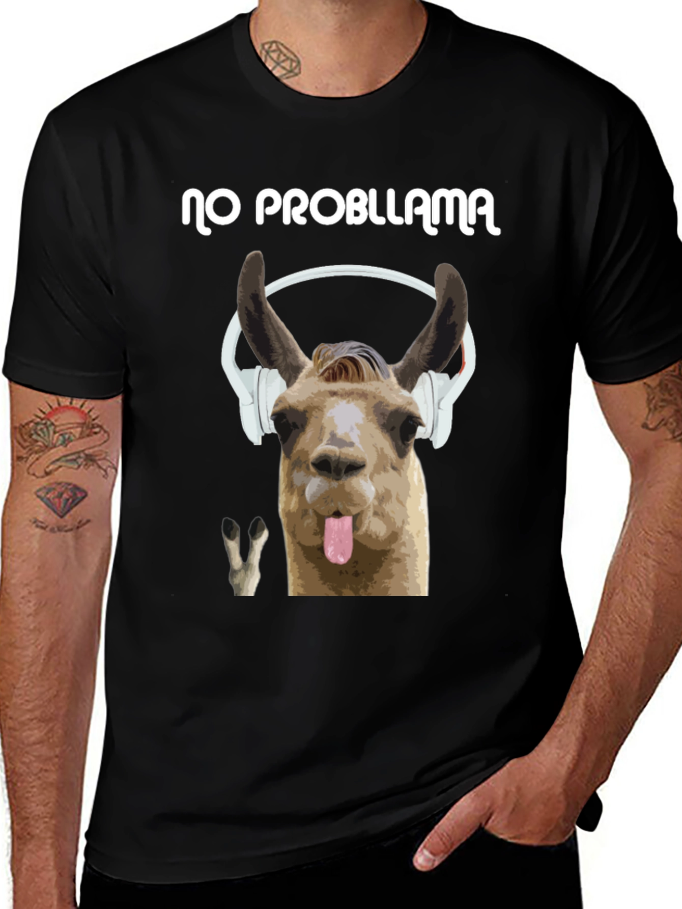 Variant 27 of No Probllama Black Graphic T-Shirt