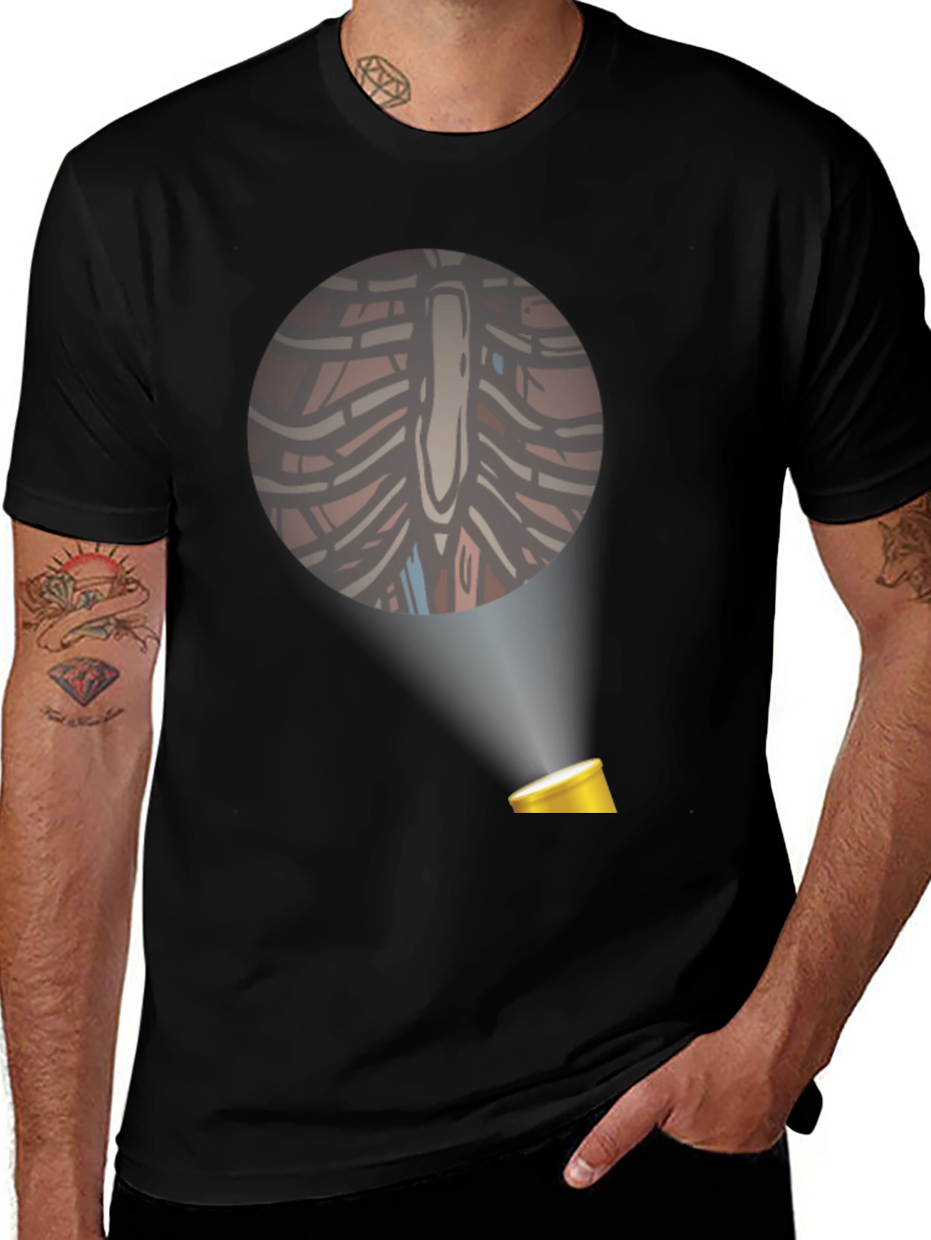 Variant 12 of Anatomical Rib Cage T-Shirt with Spotlight Design