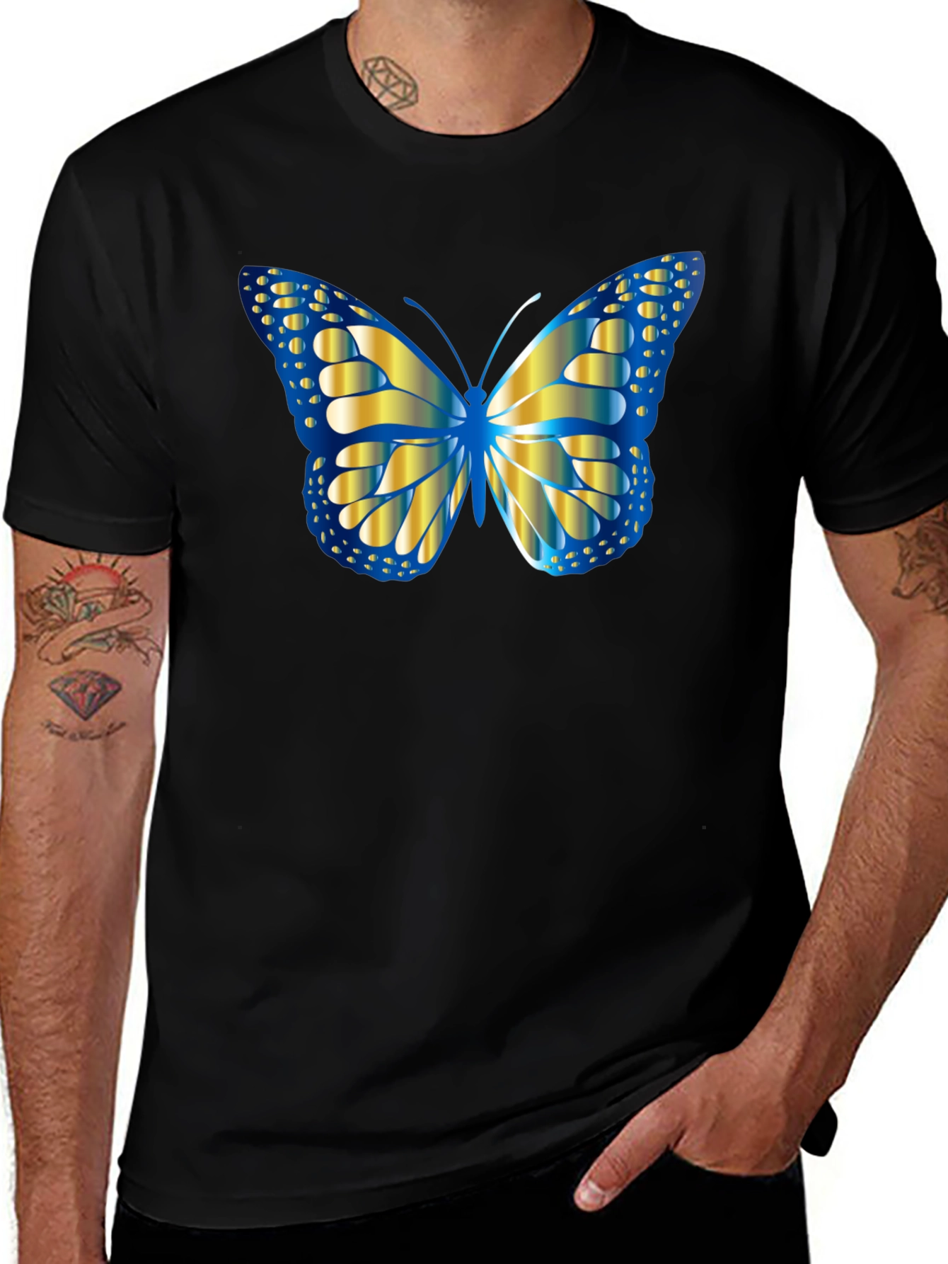 Variant 5 of Butterfly Graphic Print Black T-Shirt