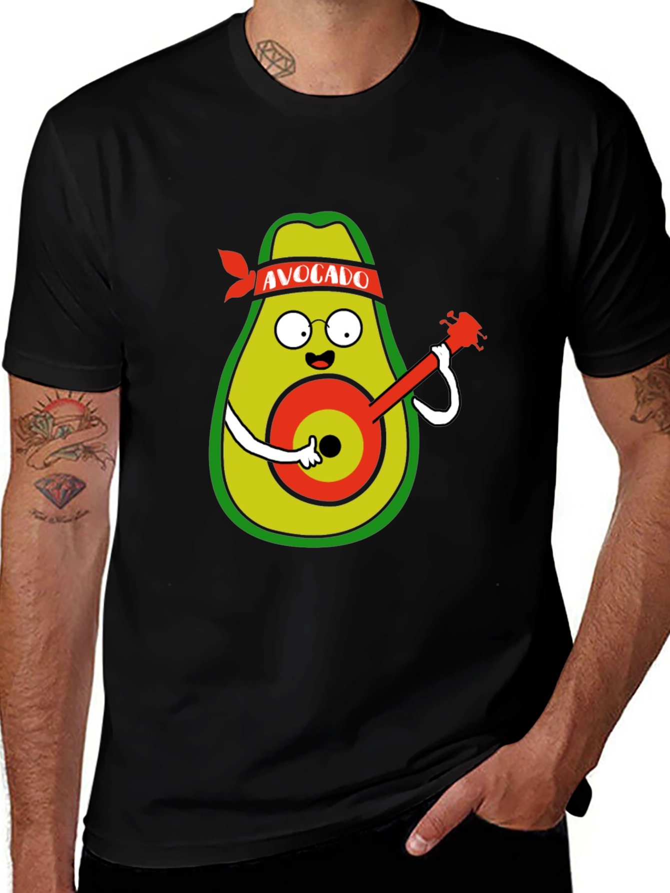 Variant 19 of Avocado Guitarist Black T-Shirt