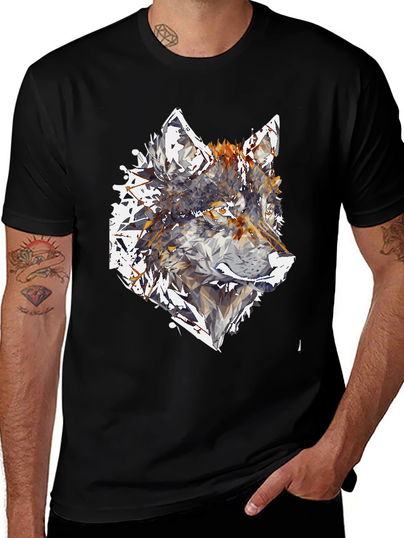 Variant 4 of Abstract Wolf Graphic Black T-Shirt