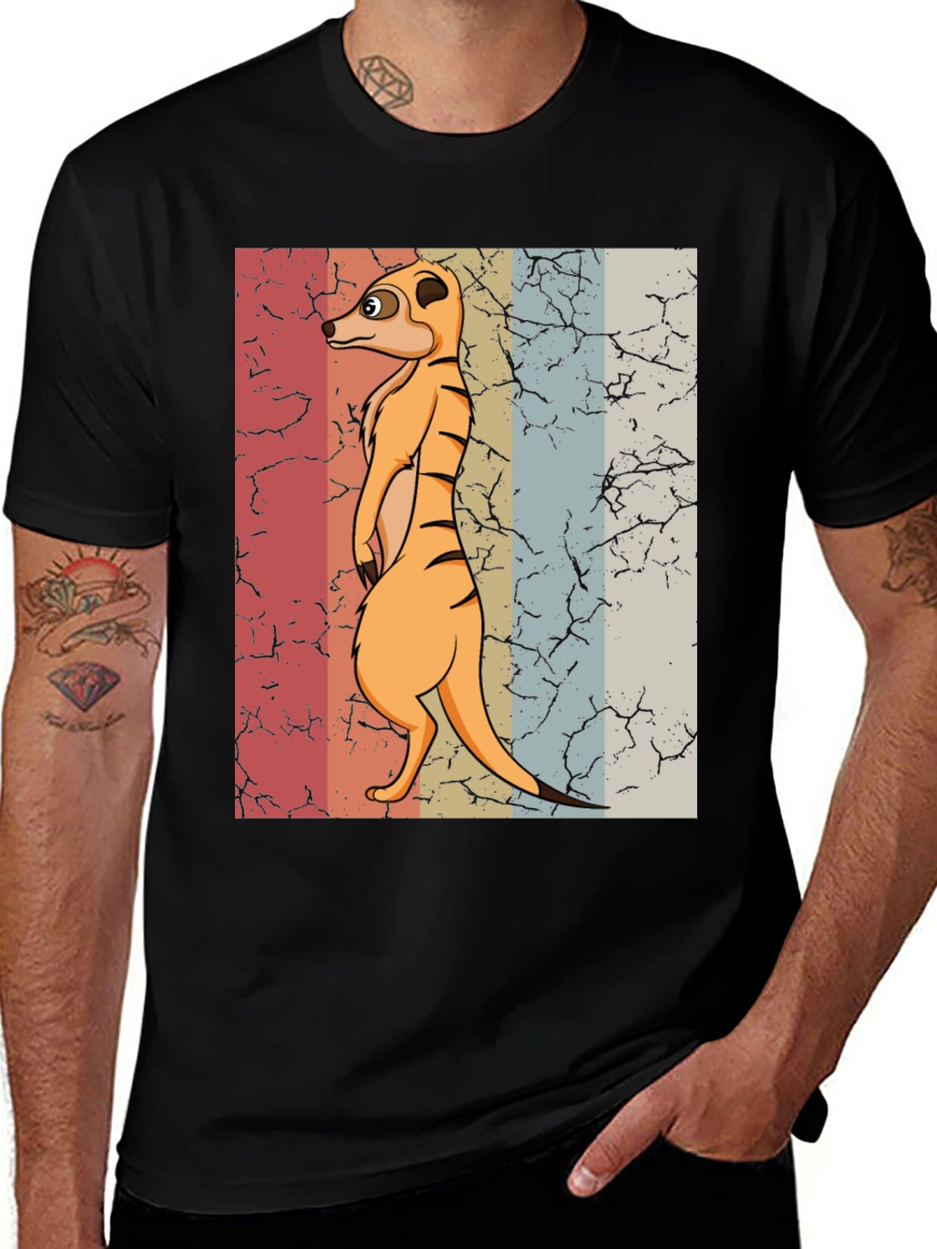 Variant 22 of Meerkat Retro T-Shirt - Unique Animal Graphic Tee