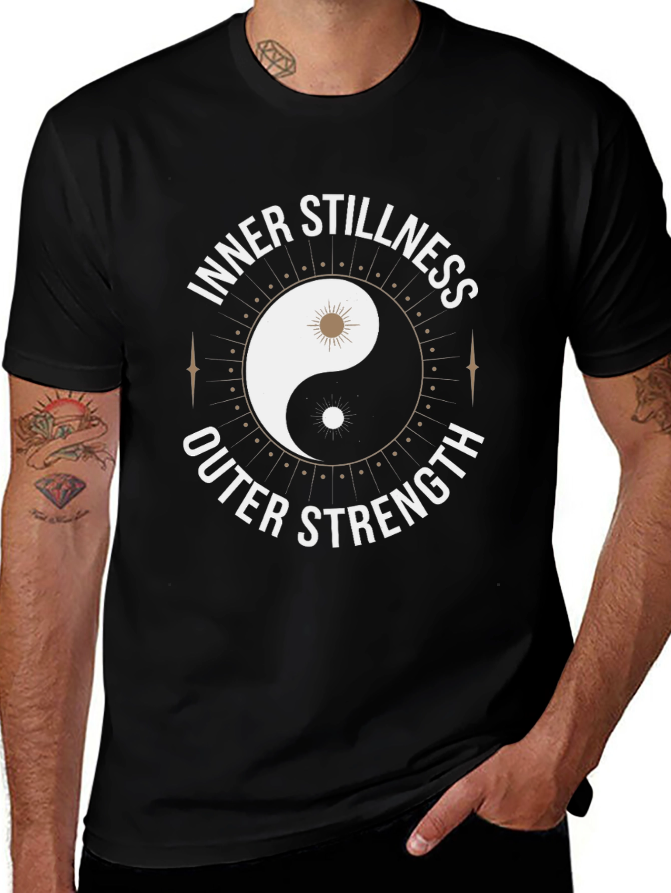 Variant 20 of Yin Yang Inner Stillness Outer Strength Black T-Shirt