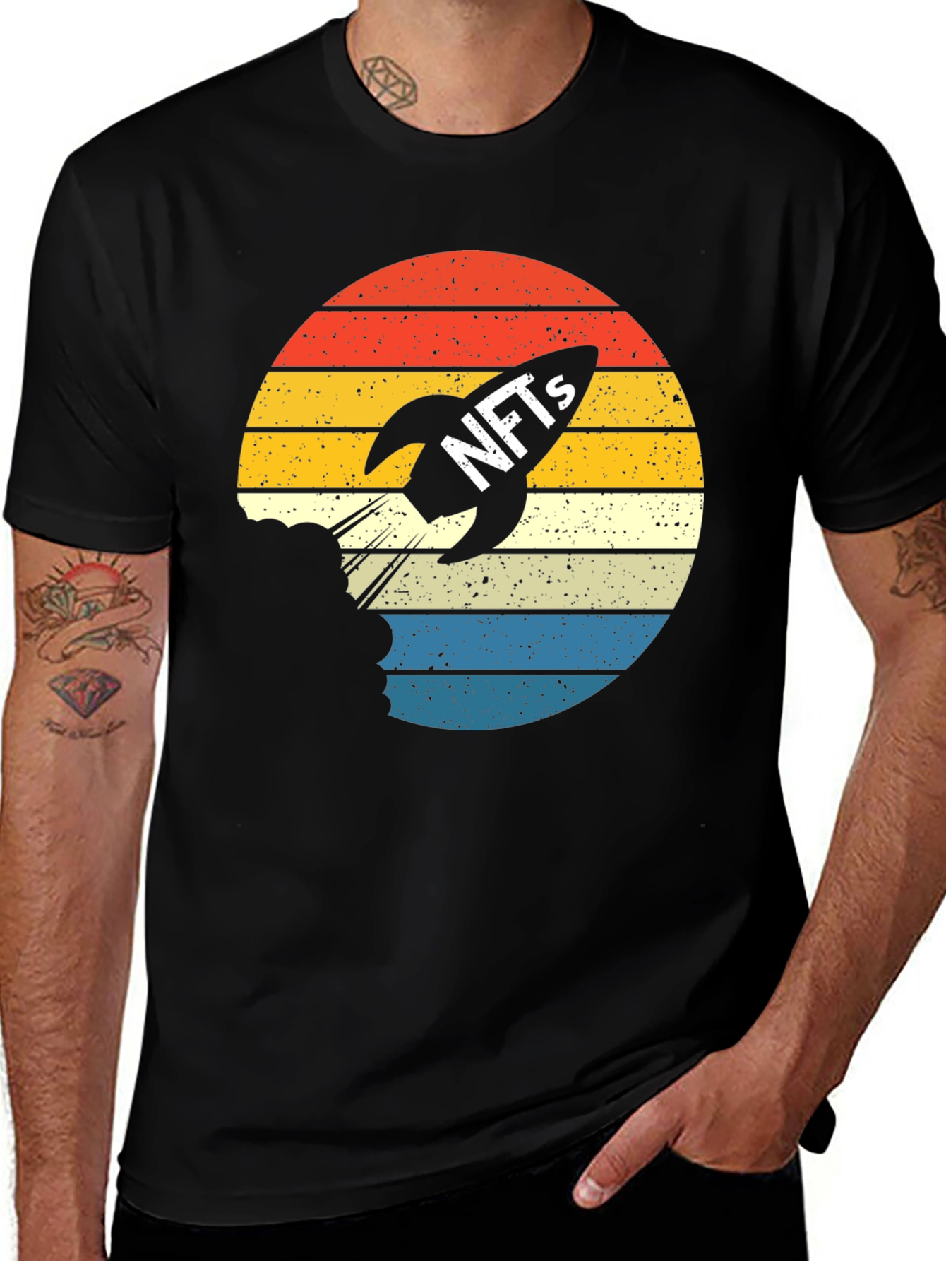 Variant 26 of NFTs Rocket Retro Sunset T-Shirt