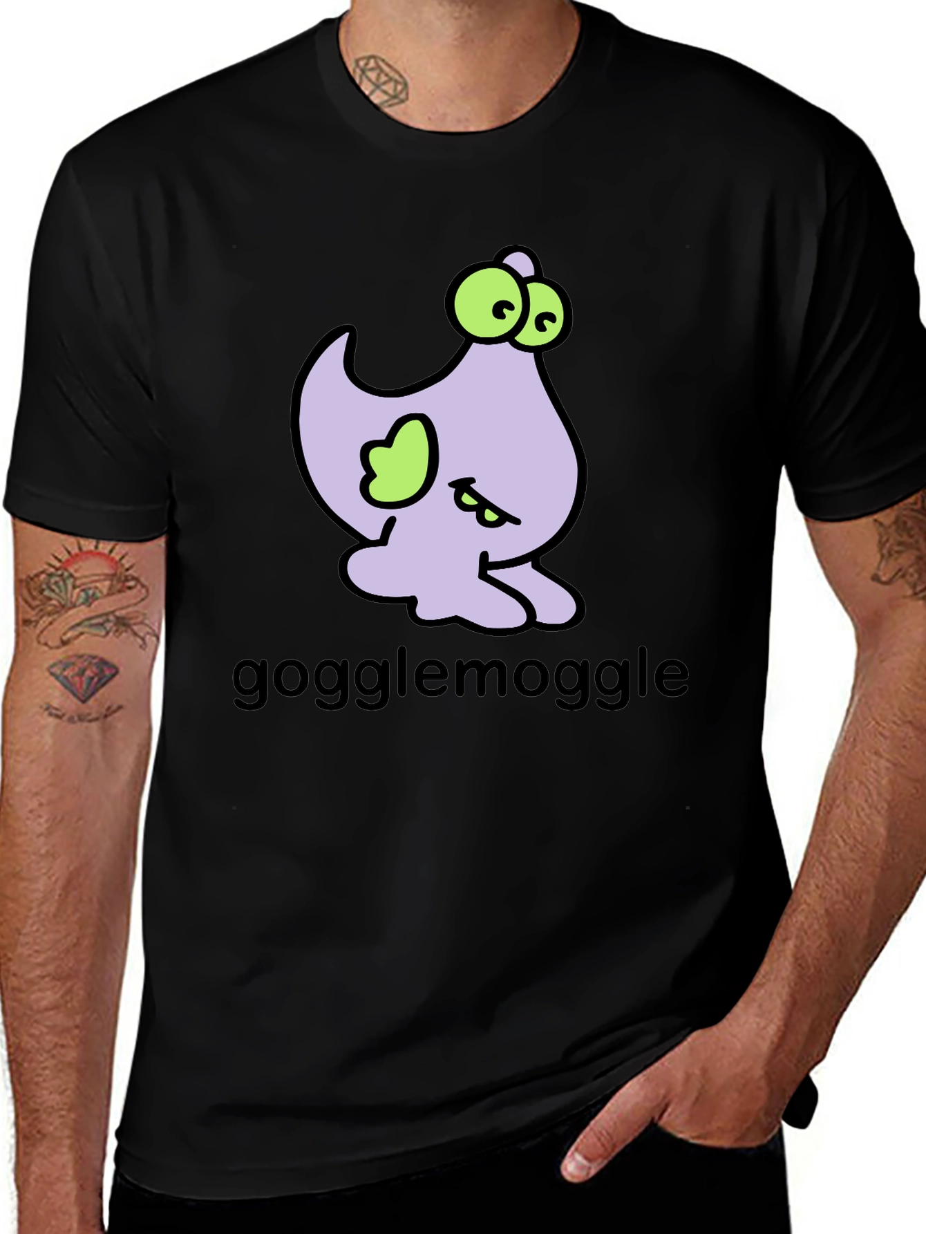 Variant 7 of Gogglemoggle Cartoon Graphic Black Tee