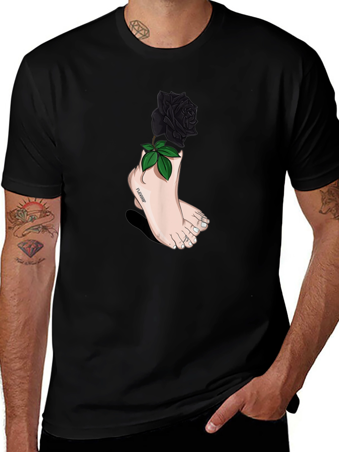 Variant 26 of Rose Foot Graphic Tee - Unique Statement Shirt