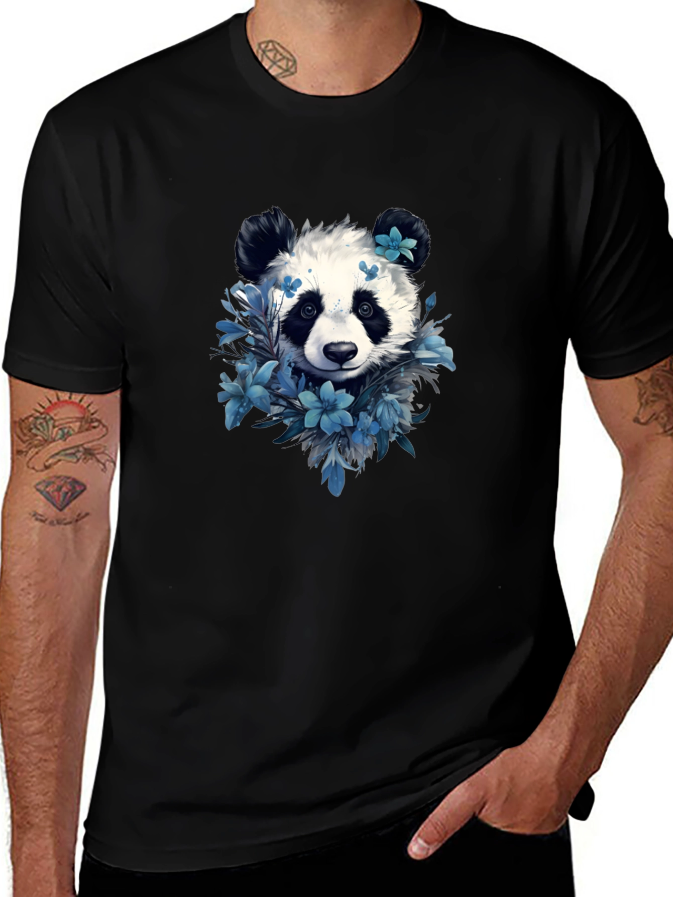 Variant 3 of Panda Floral Graphic Tee - Stylish Comfort