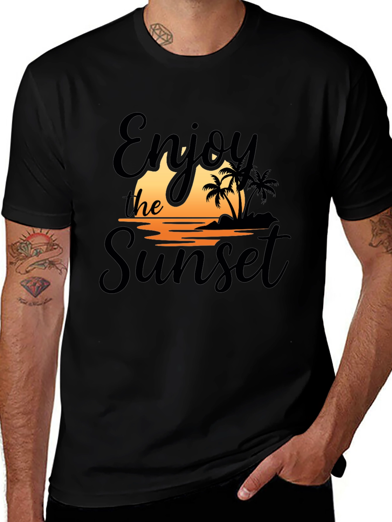 Enjoy the Sunset Black Graphic T-Shirt