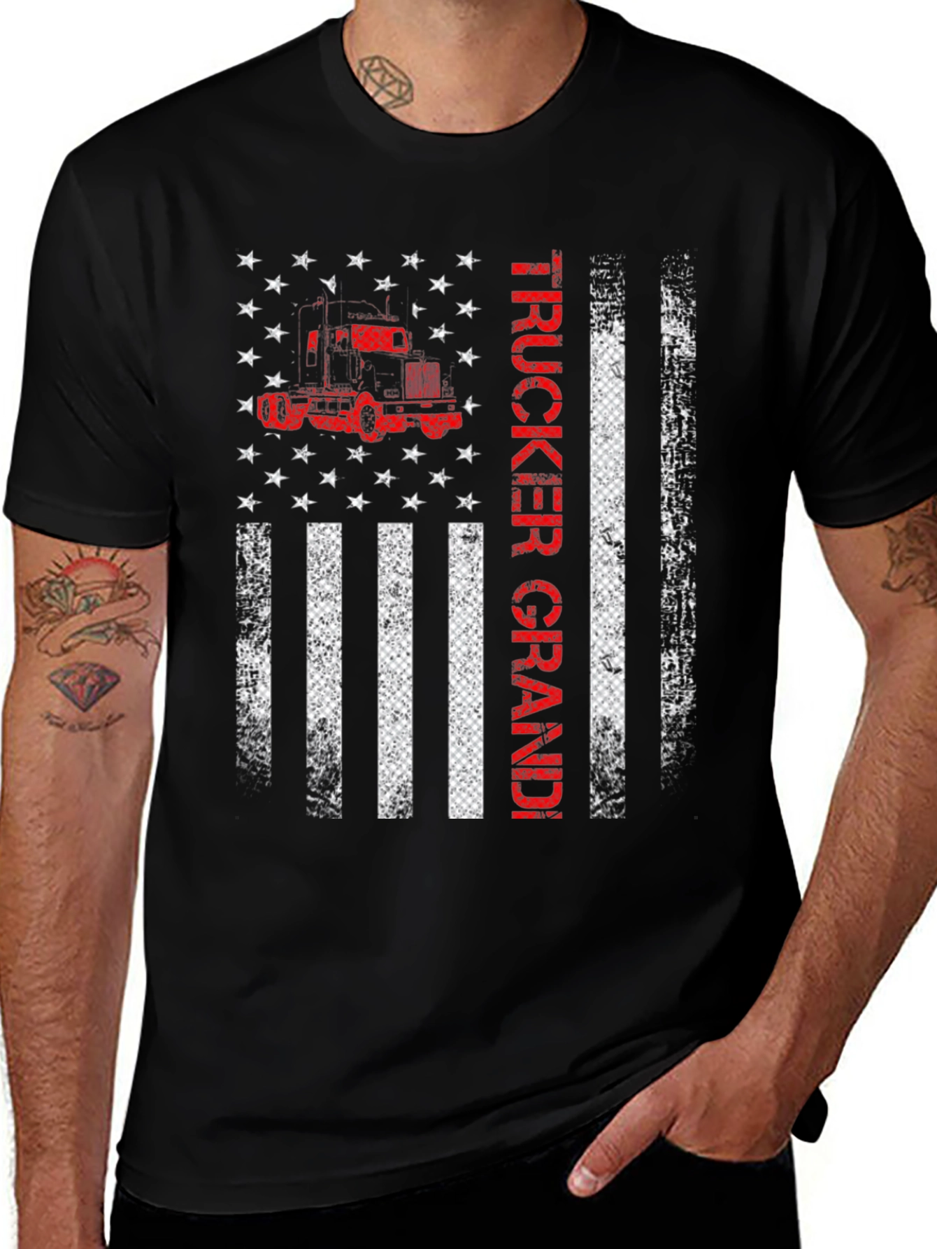Variant 15 of Trucker Grandi American Flag Graphic Tee