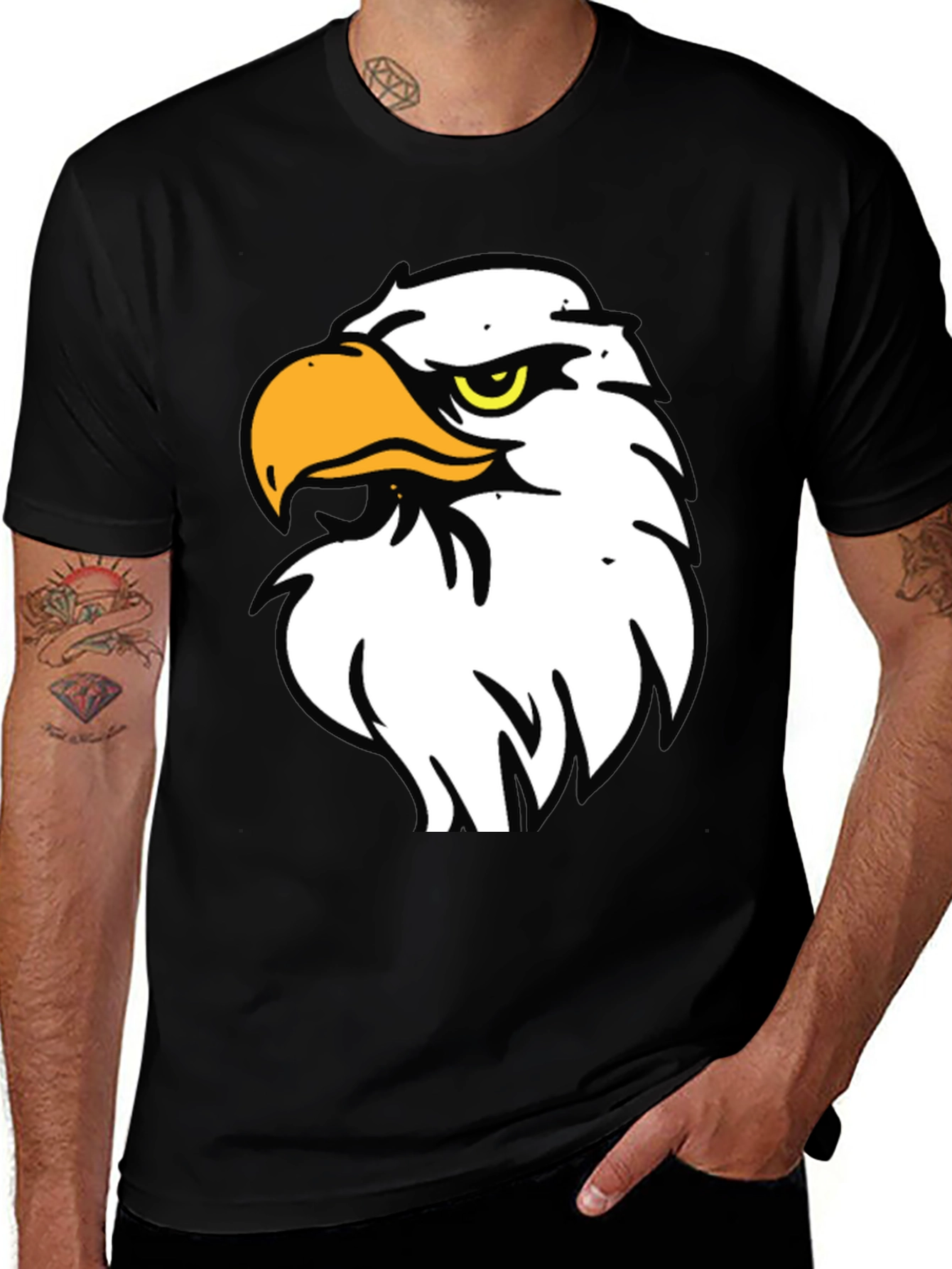 Variant 29 of Bold Eagle Graphic Tee - Black Cotton Blend Comfort Fit