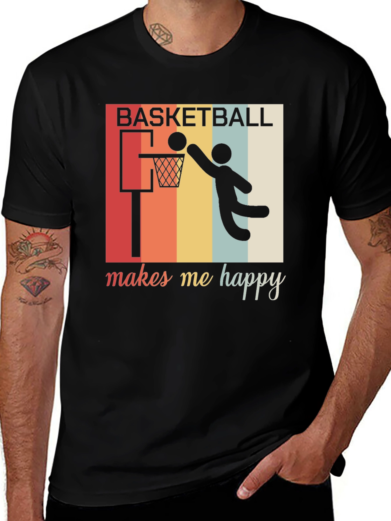 Variant 16 of Basketball Makes Me Happy Graphic Tee