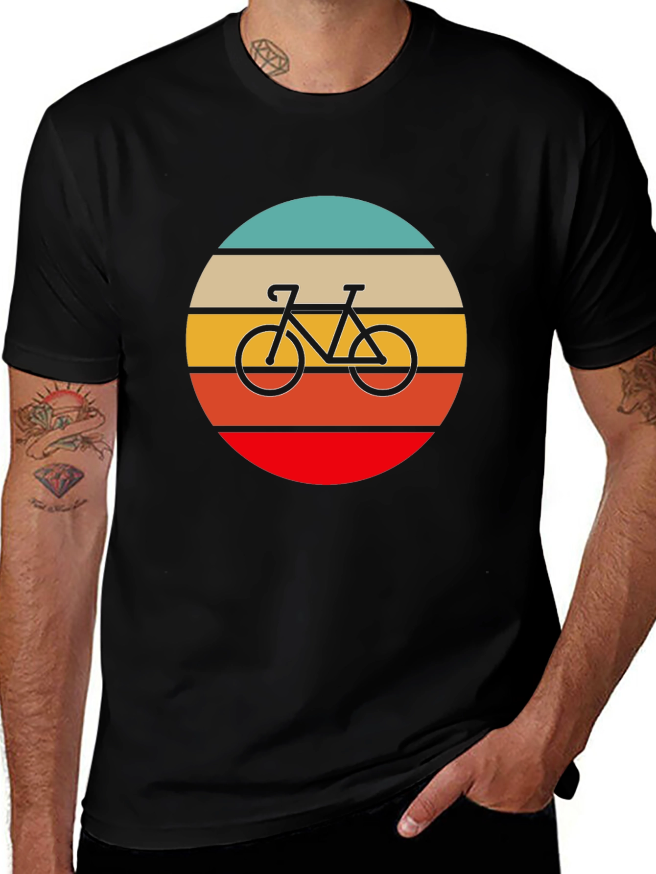 Variant 28 of Retro Cycling T-Shirt - Black Tee with Bike Design