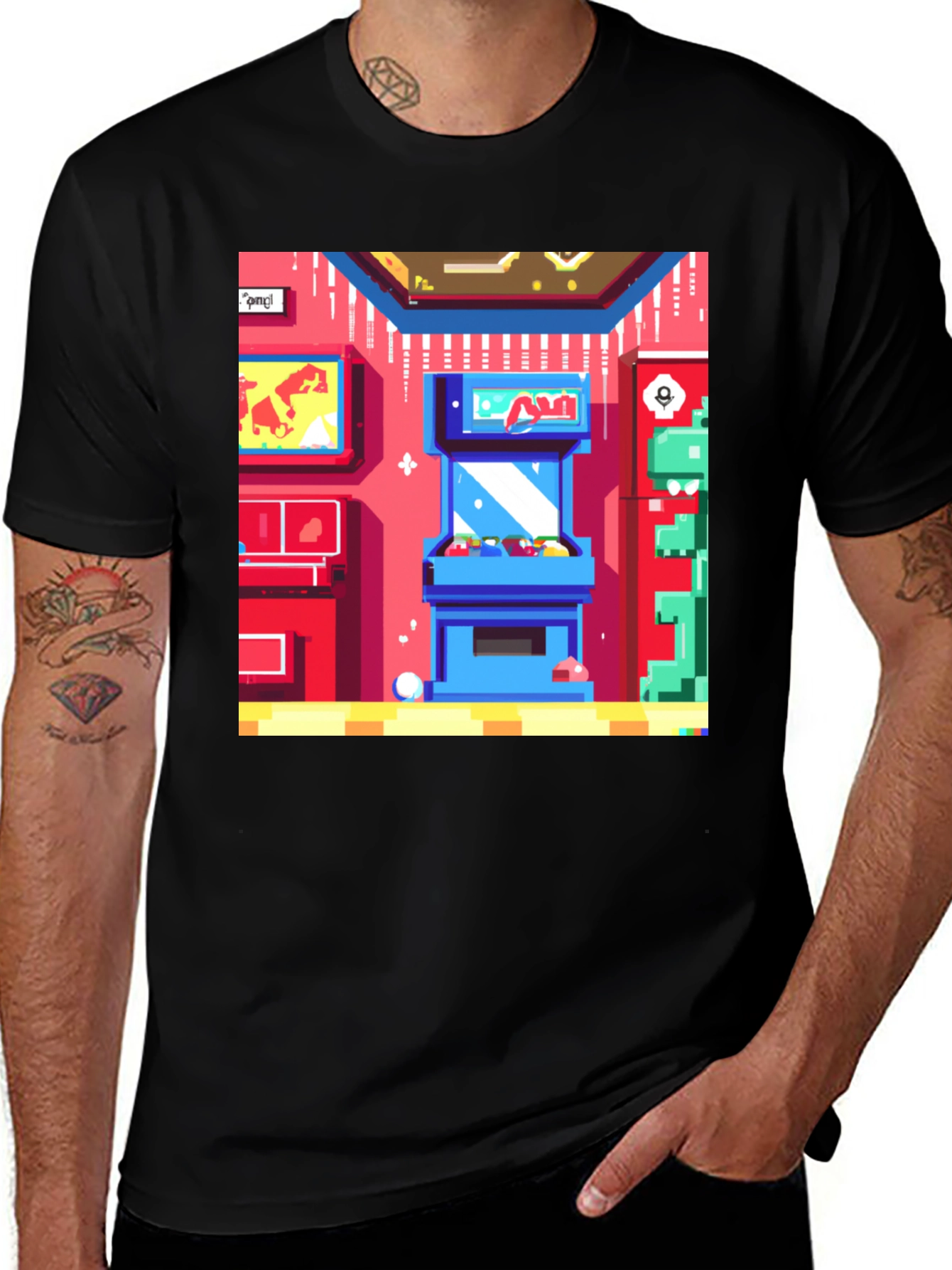 Variant 14 of Retro Arcade Gamer T-Shirt - Black Cotton Tee