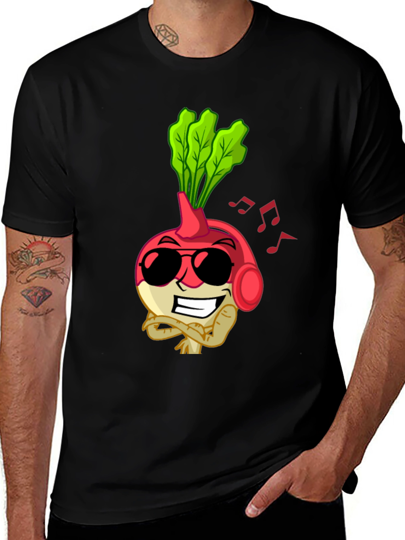 Variant 18 of Radish Beats T-Shirt - Cool Cartoon Vegetable Tee