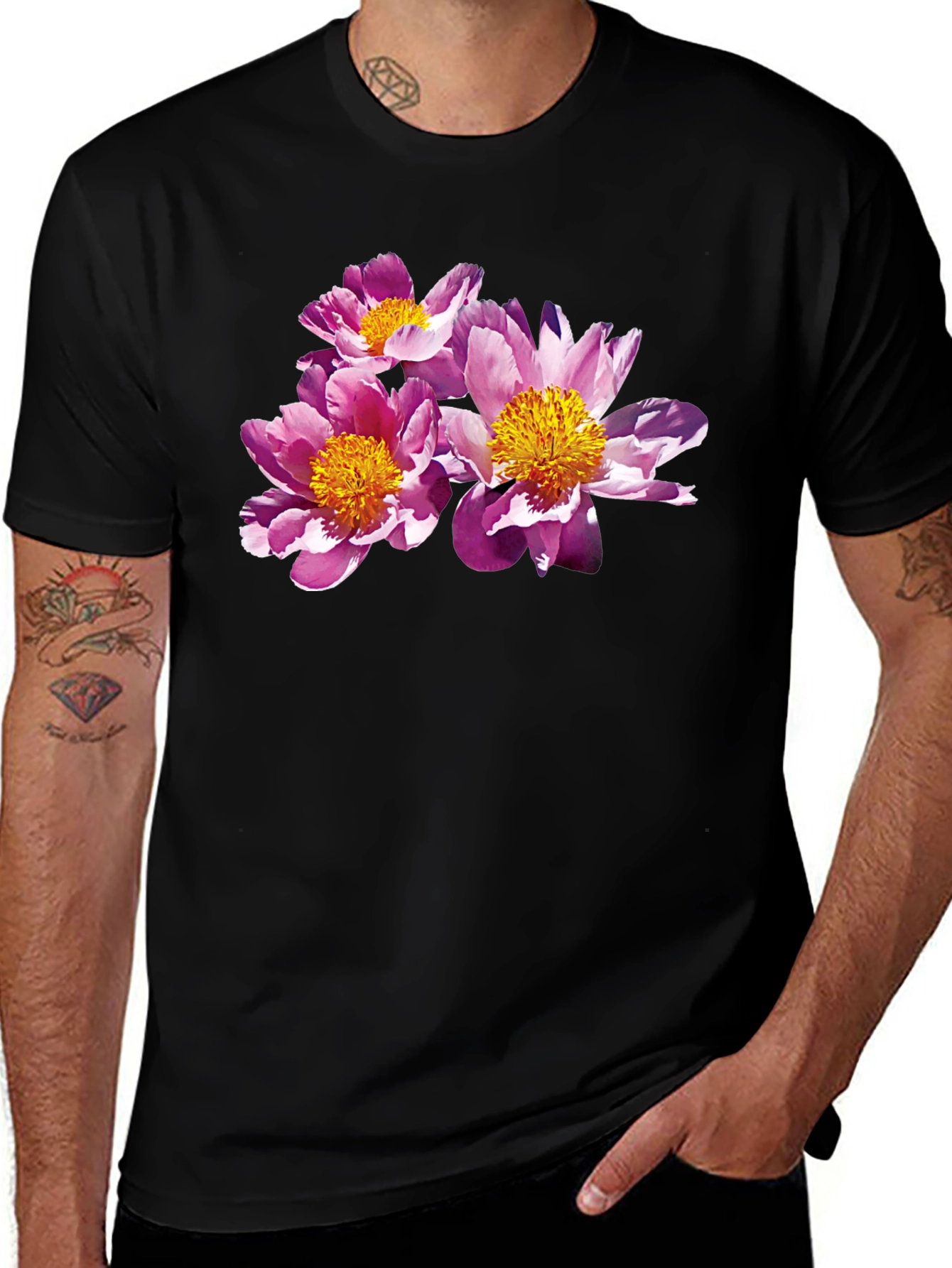Variant 3 of Floral Graphic Black T-Shirt