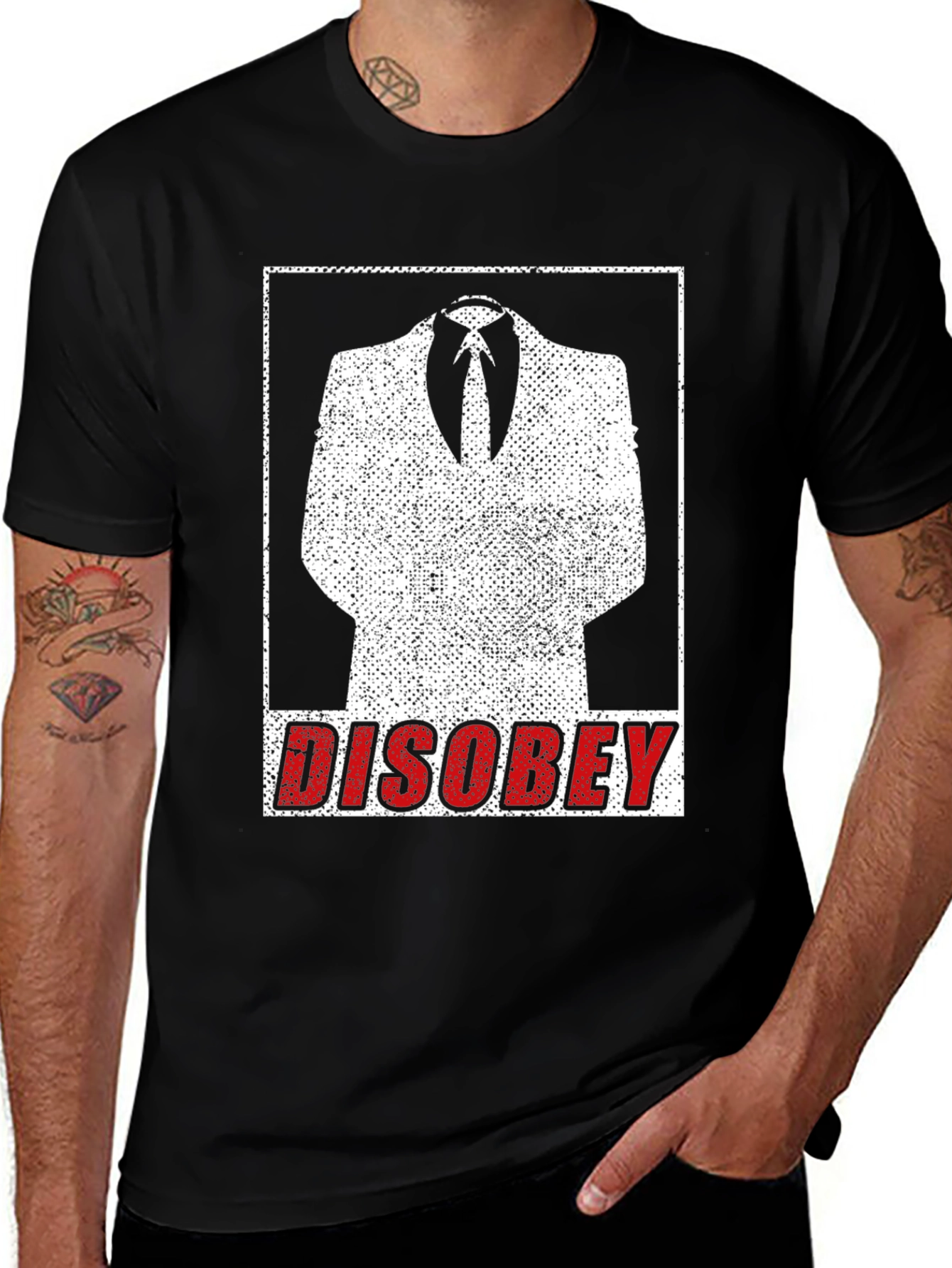 Variant 20 of Disobey Suit Graphic Tee - Black
