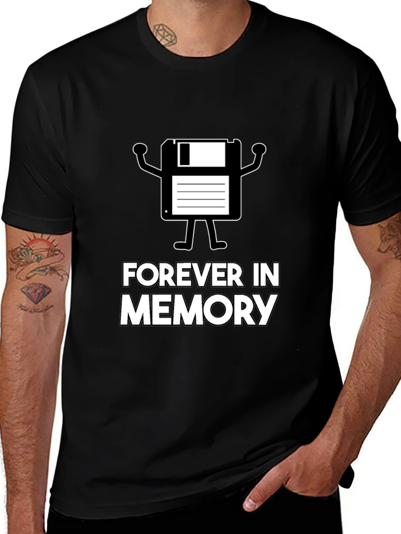 Forever In Memory Floppy Disk Black T-Shirt