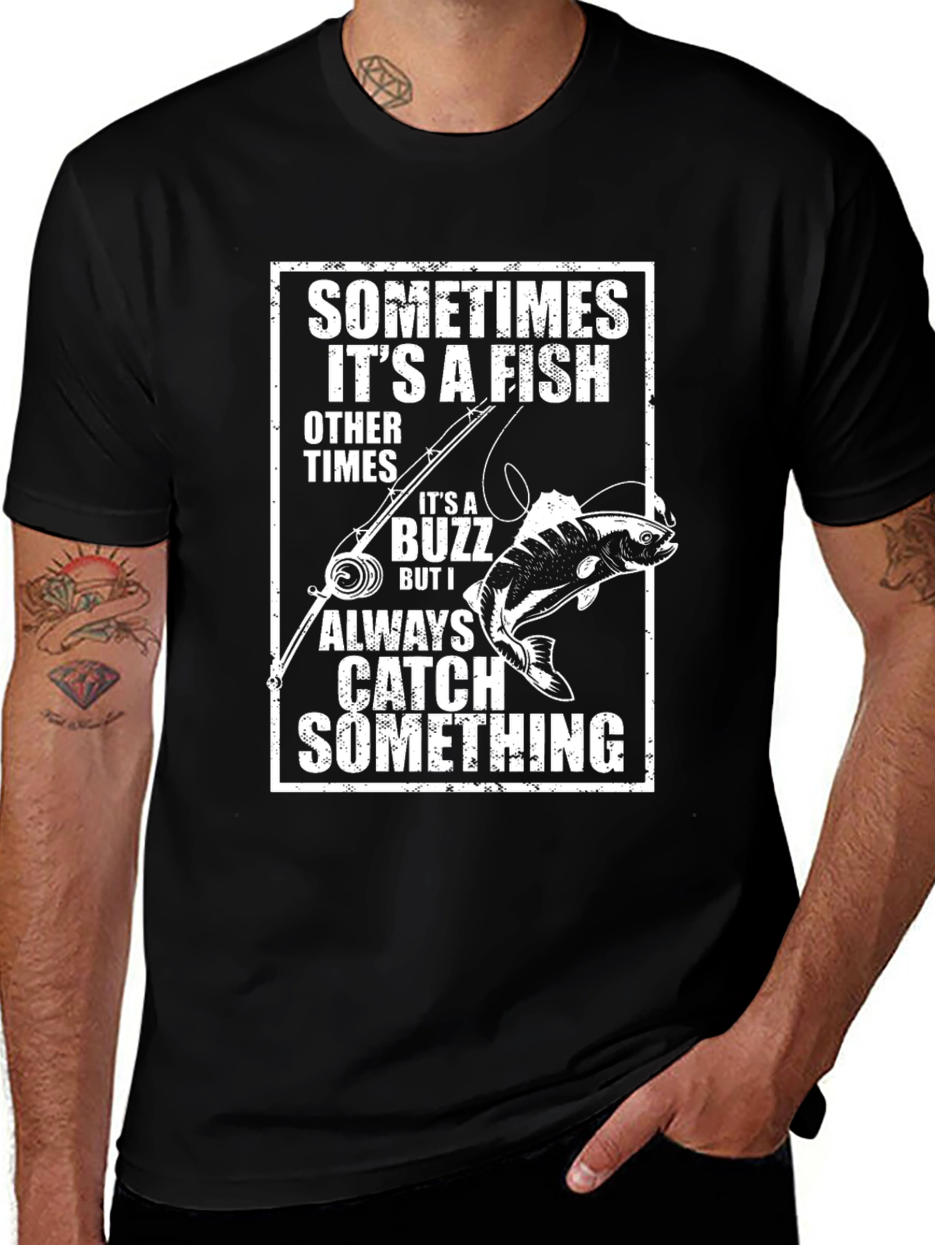 Variant 16 of Funny Fishing T-Shirt: Catch Something Always