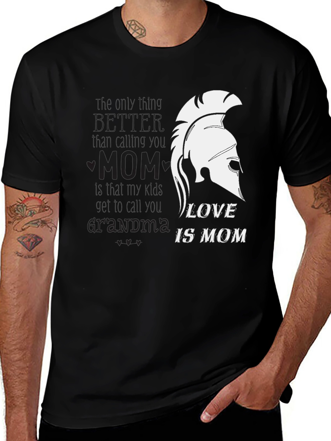 Variant 9 of Love Is Mom Spartan Helmet T-Shirt