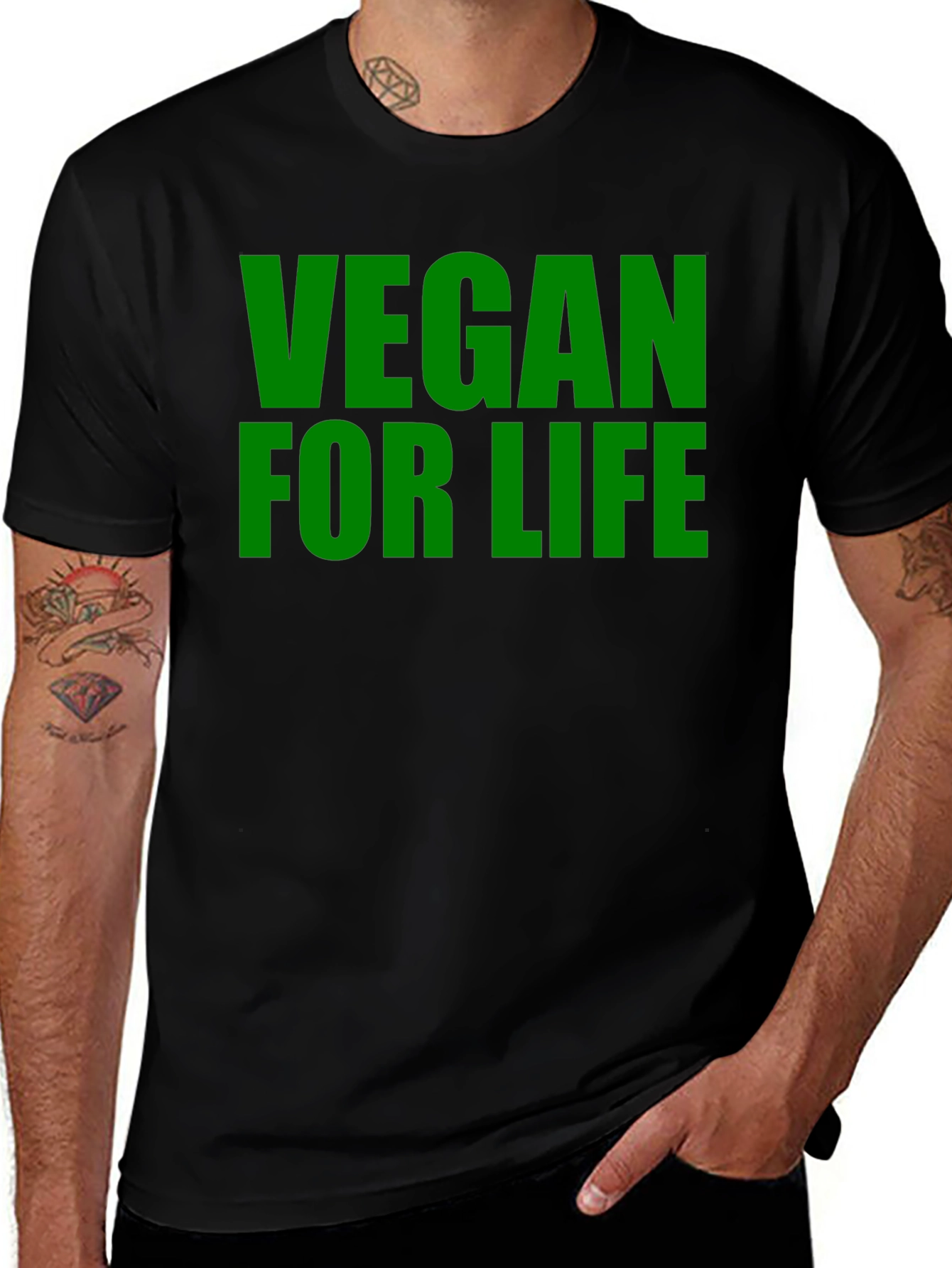 Variant 26 of Vegan For Life T-Shirt - Black Cotton Tee