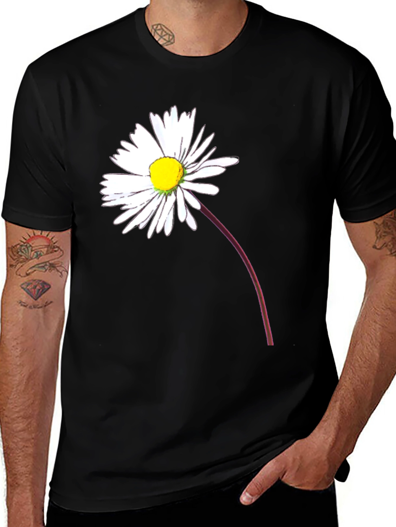 Variant 4 of Black Daisy Graphic Tee - Stylish Casual Wear