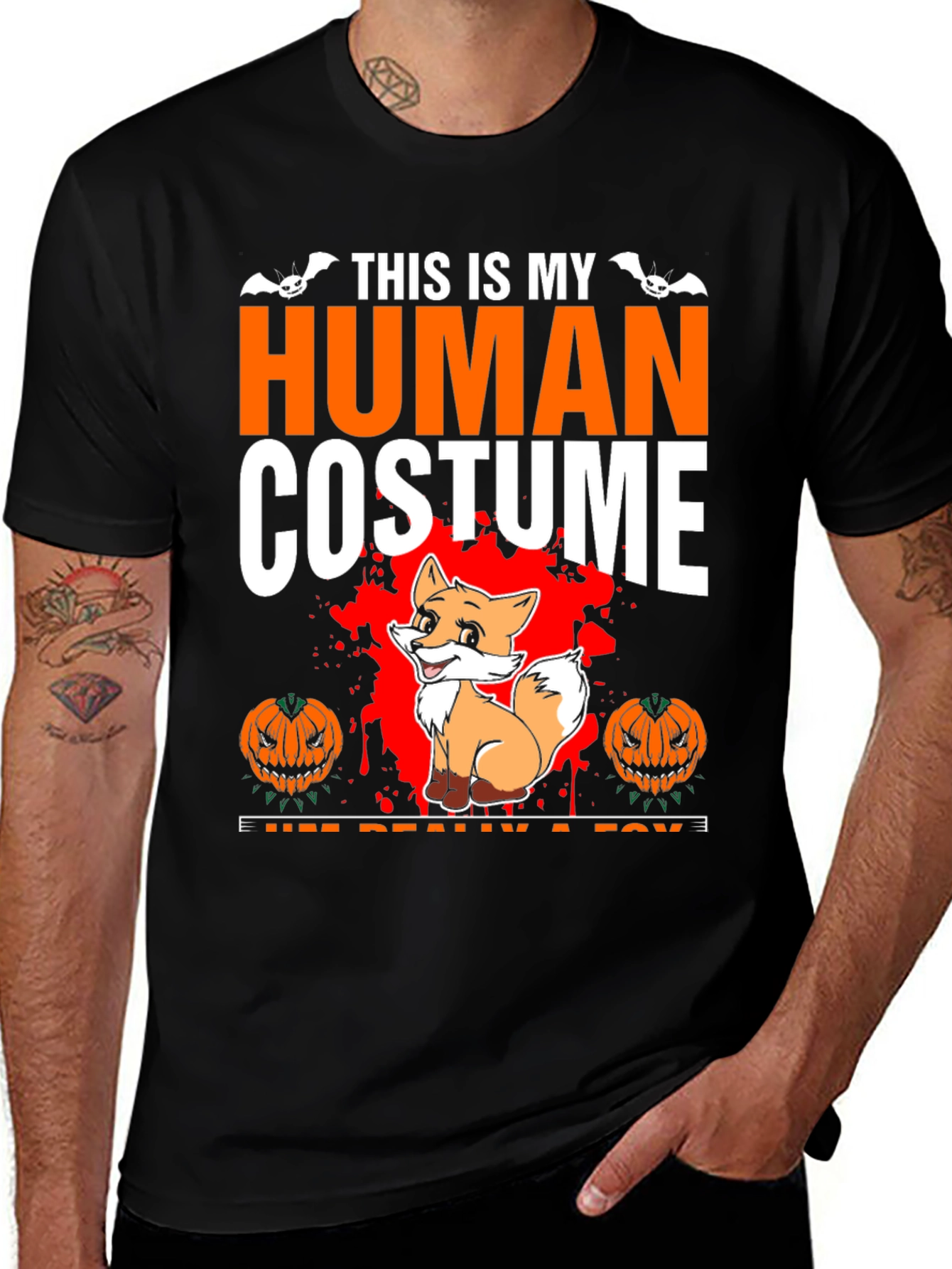 Variant 7 of Human Costume Fox Halloween T-Shirt