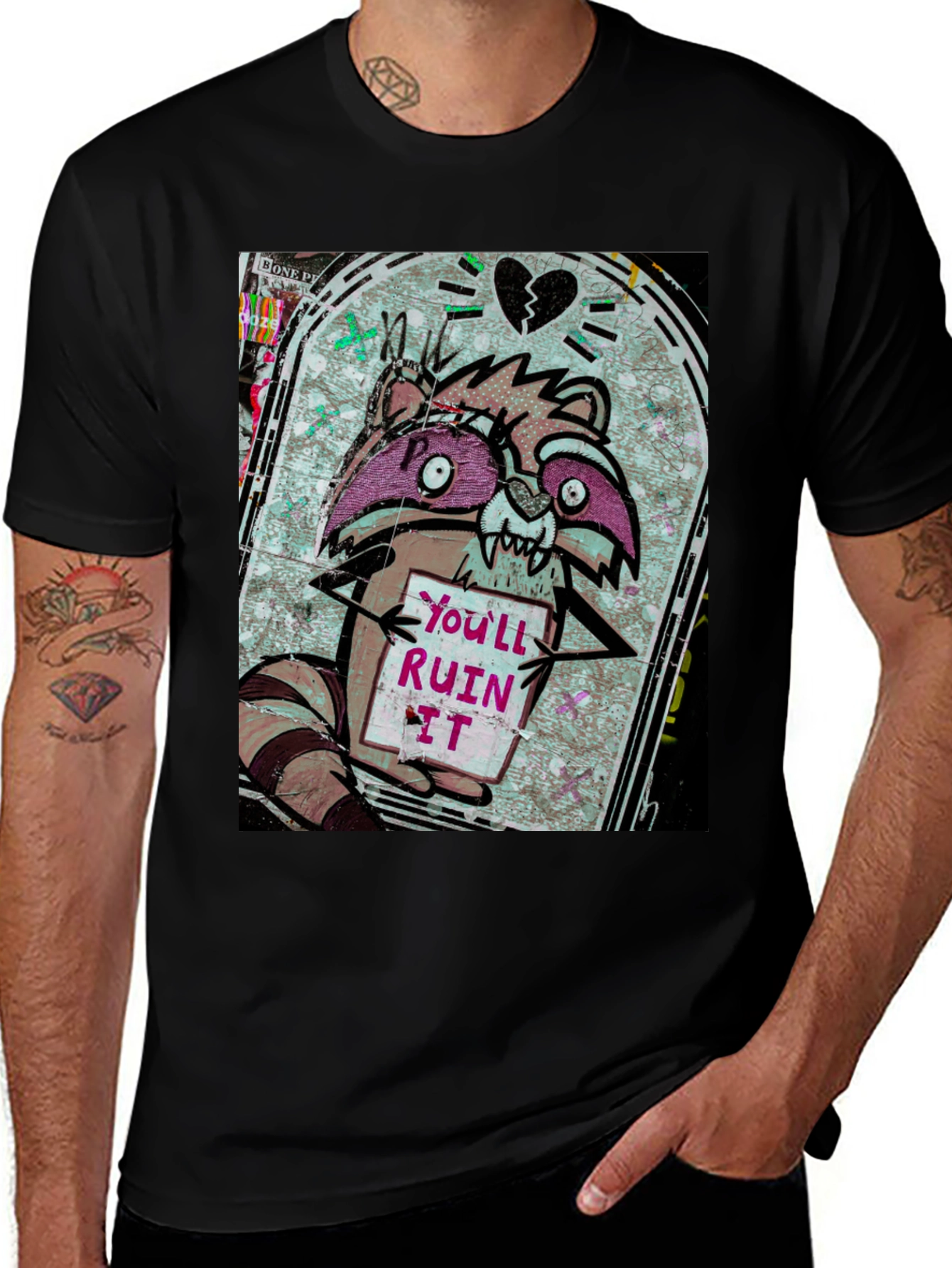 Variant 11 of Ruin It Raccoon Graphic Tee - Street Art Style