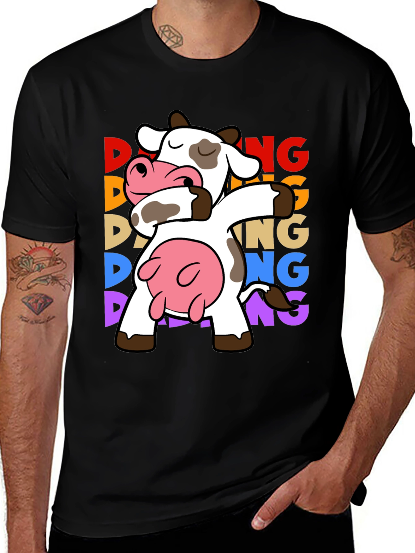 Variant 23 of Dabbing Cow Graphic Tee - Funny Animal T-Shirt