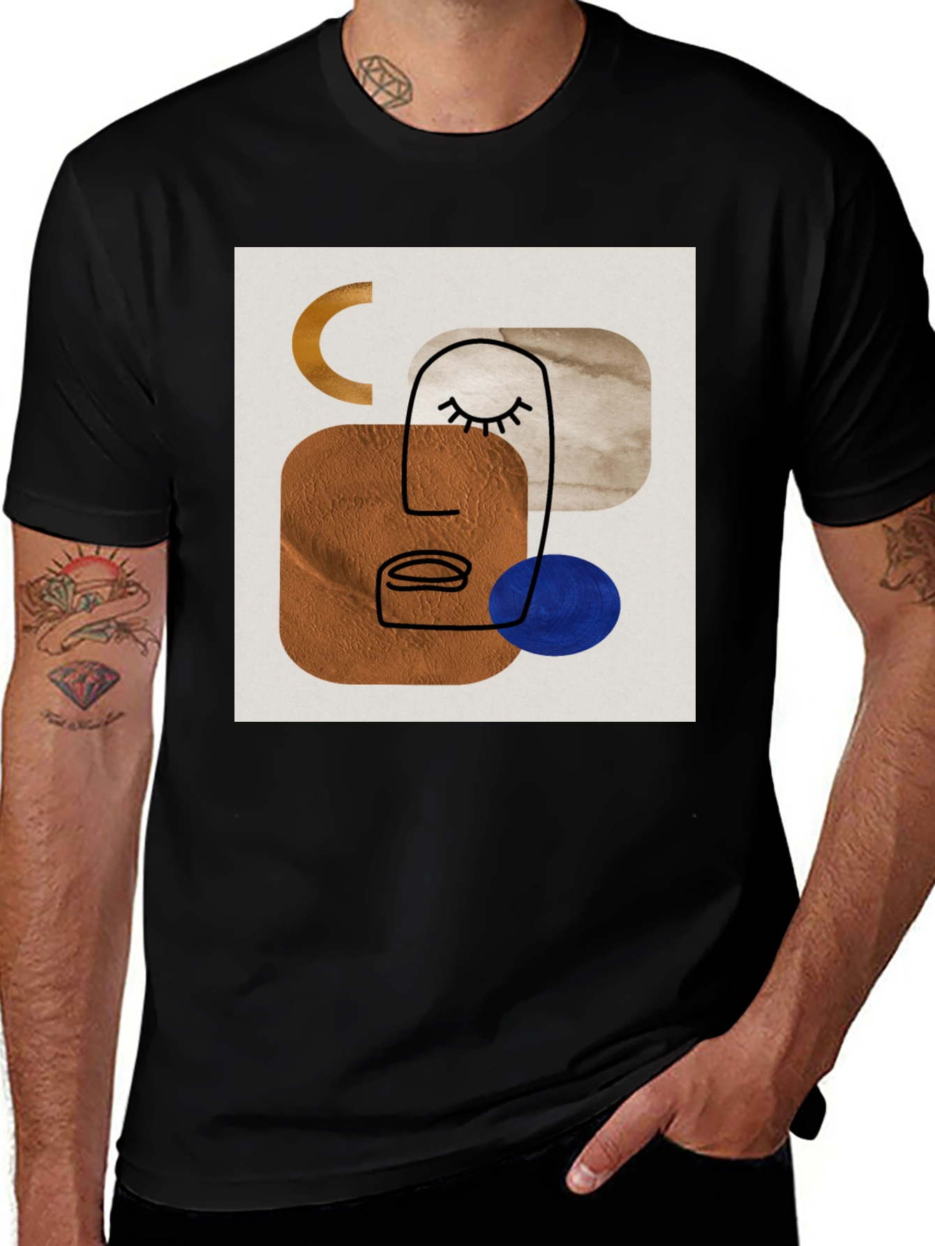 Variant 26 of Abstract Face Graphic Tee - Modern Art T-Shirt