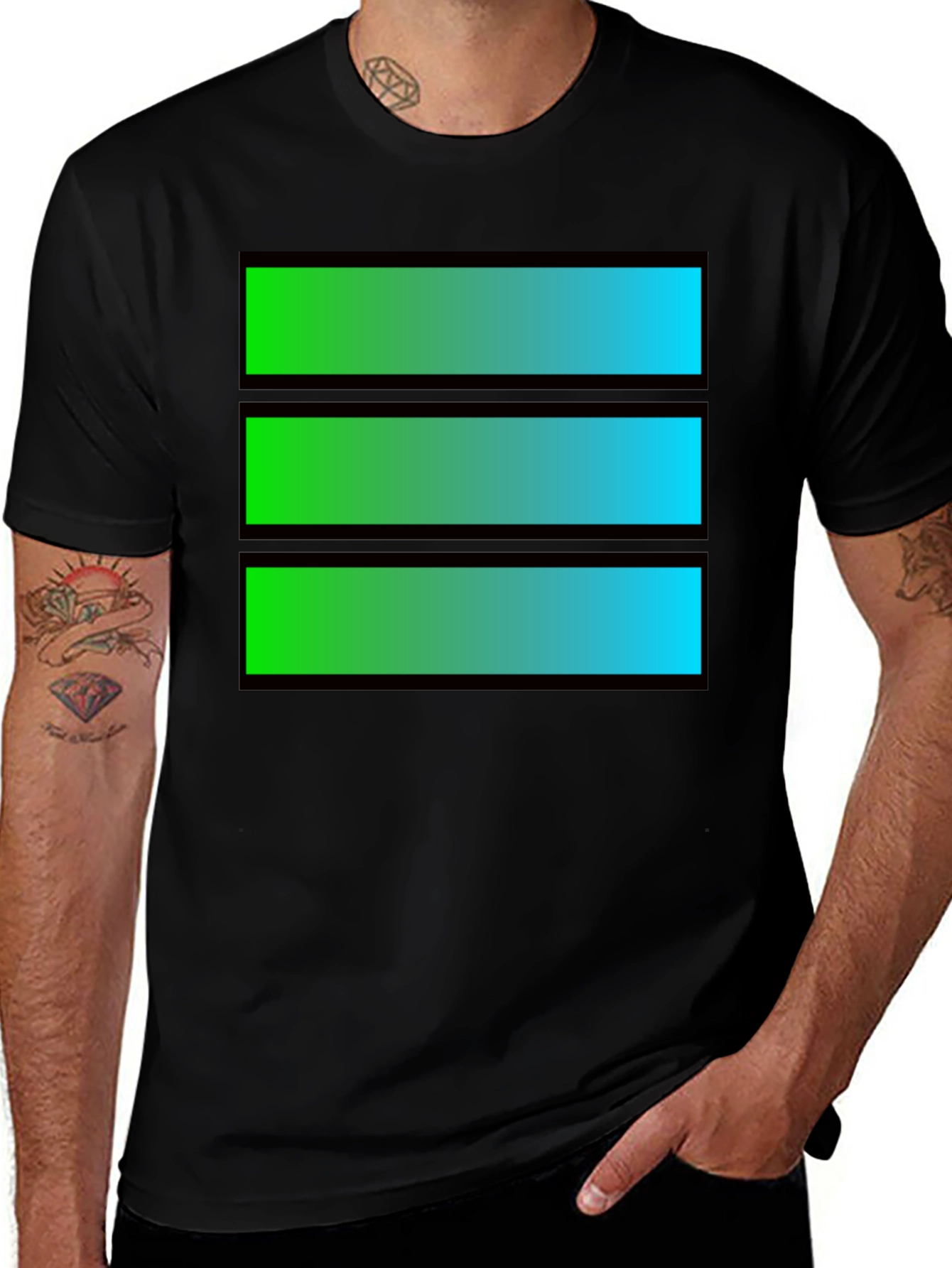 Variant 23 of Gradient Bar Graphic Tee - Cool Casual Style