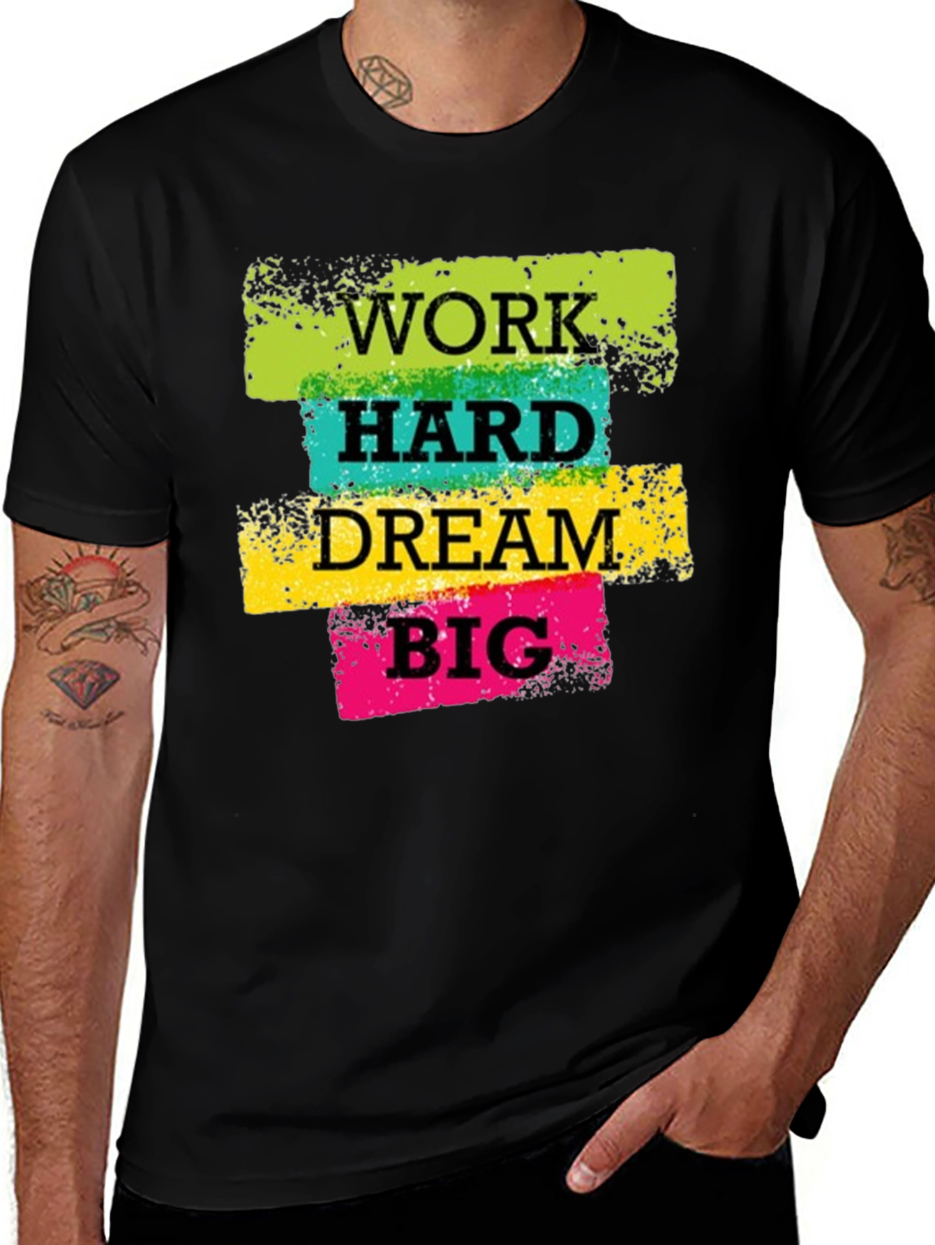 Variant 29 of Work Hard Dream Big Graphic Tee - Black Cotton T-Shirt