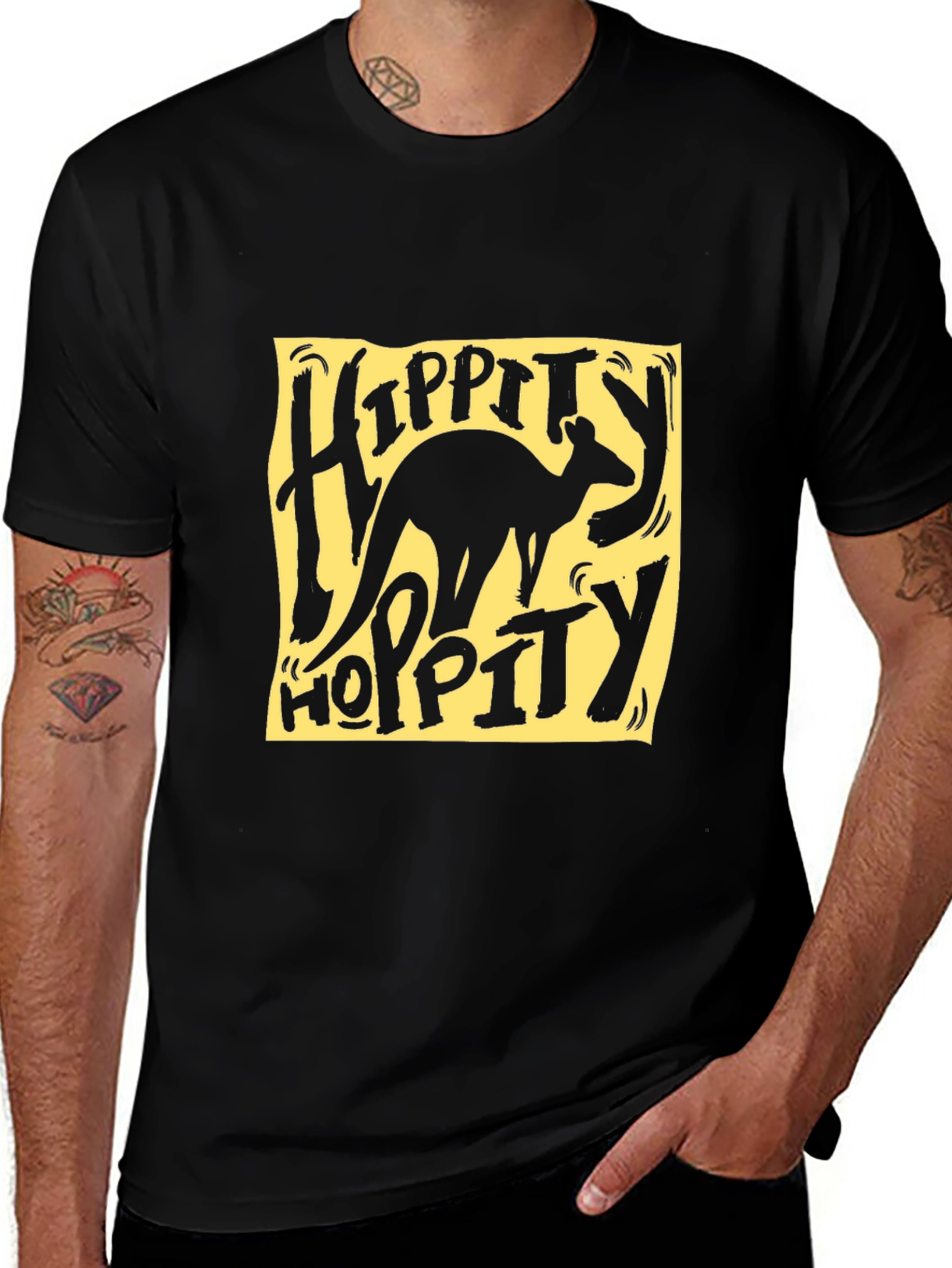 Variant 2 of Hippity Hoppity Kangaroo Graphic Tee - Black