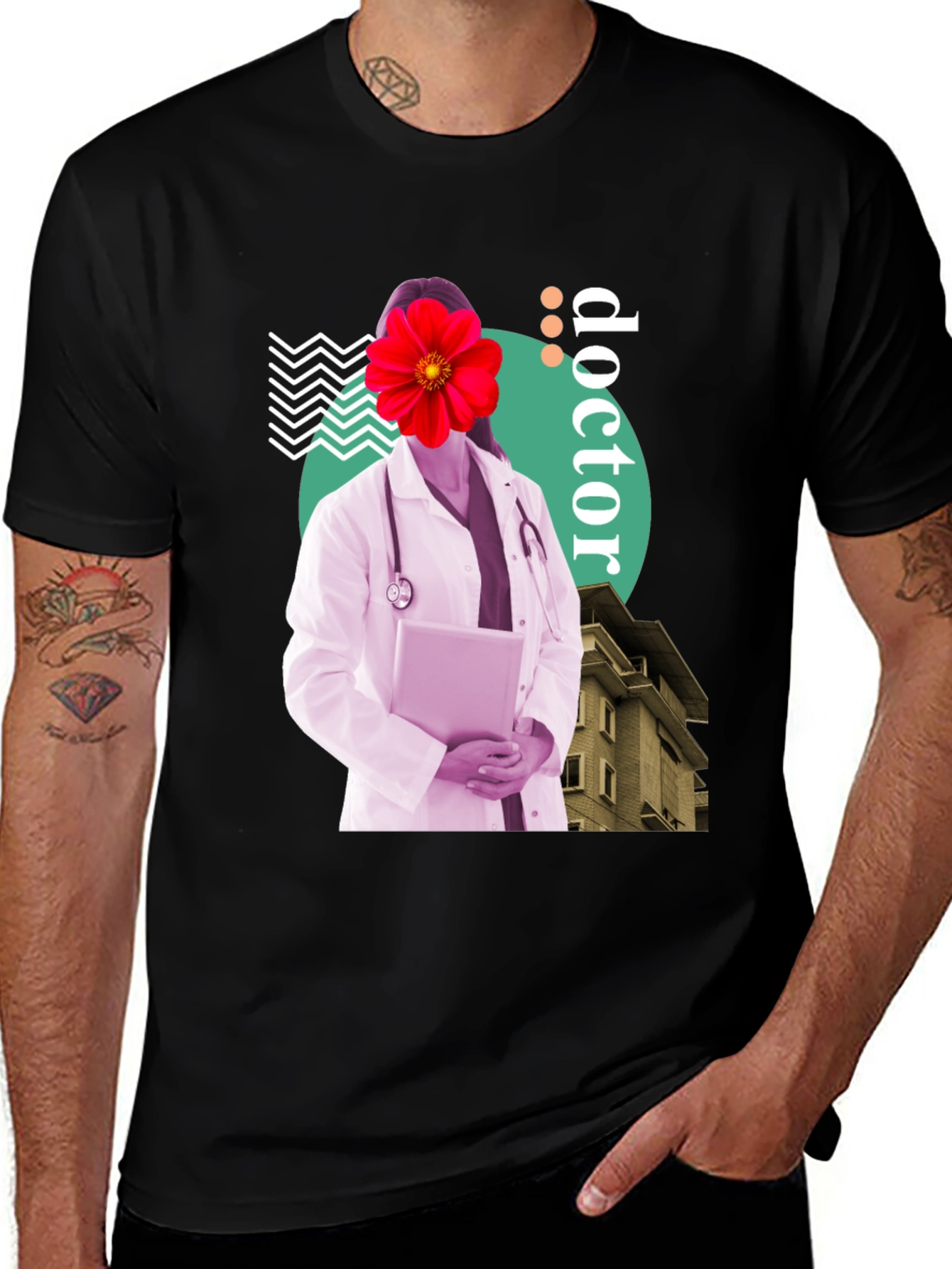 Variant 30 of Doctor Flower Graphic Tee - Unique Medical Design