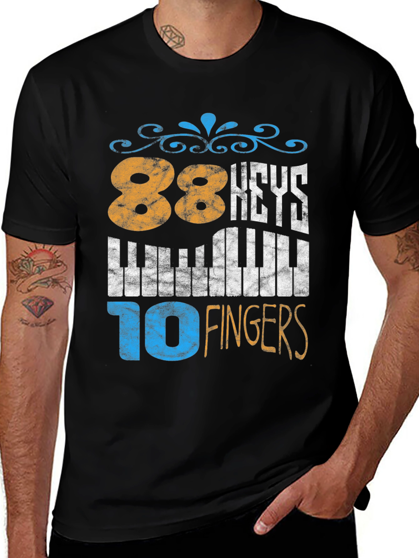 Variant 7 of 88 Keys 10 Fingers Piano Player T-Shirt